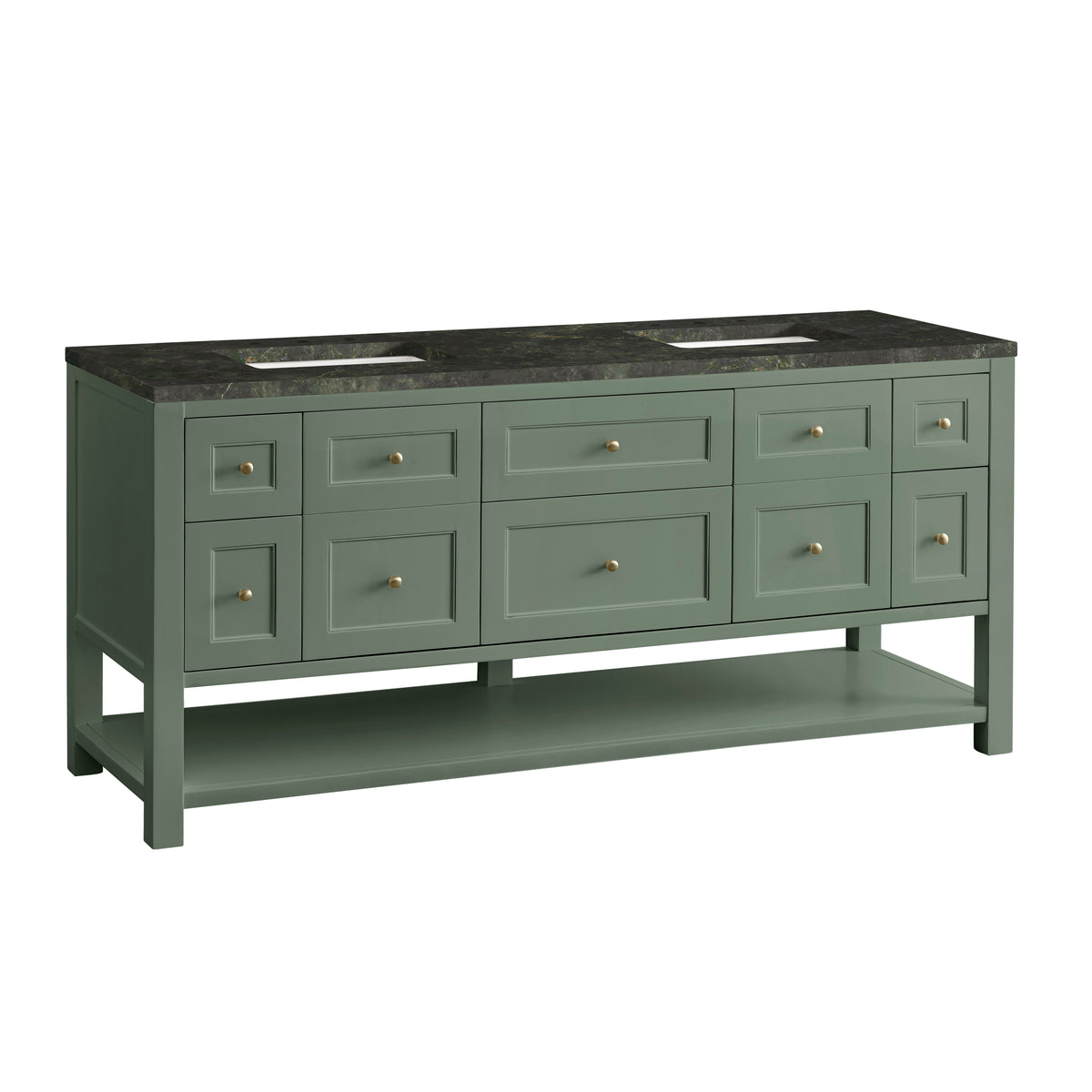 James Martin Vanities Breckenridge 72" Smokey Celadon Double Vanity With 3cm Phantome Eclos Top