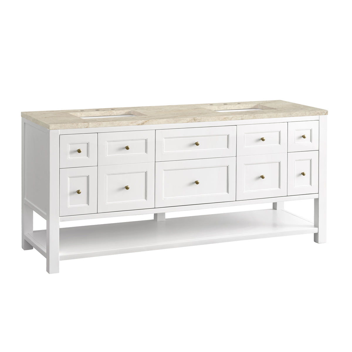James Martin Vanities Breckenridge 72" Bright White Double Vanity With 3cm Tajnar Eclos Top