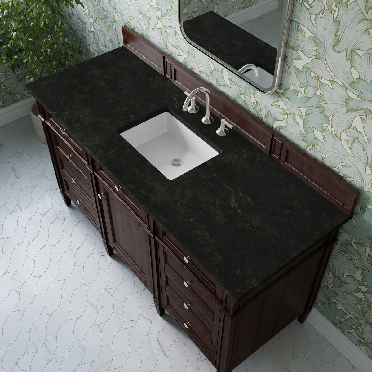 James Martin Vanities Brittany 60" Burnished Mahogany Single Vanity With 3 CM Phantome Eclos Top