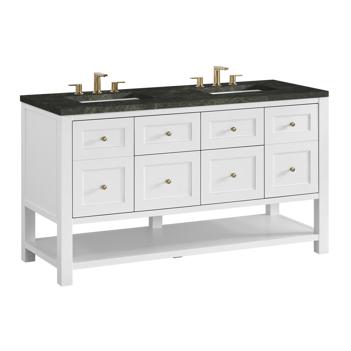 James Martin Vanities Breckenridge 60" Bright White Double Vanity With 3cm Phantome Eclos Top