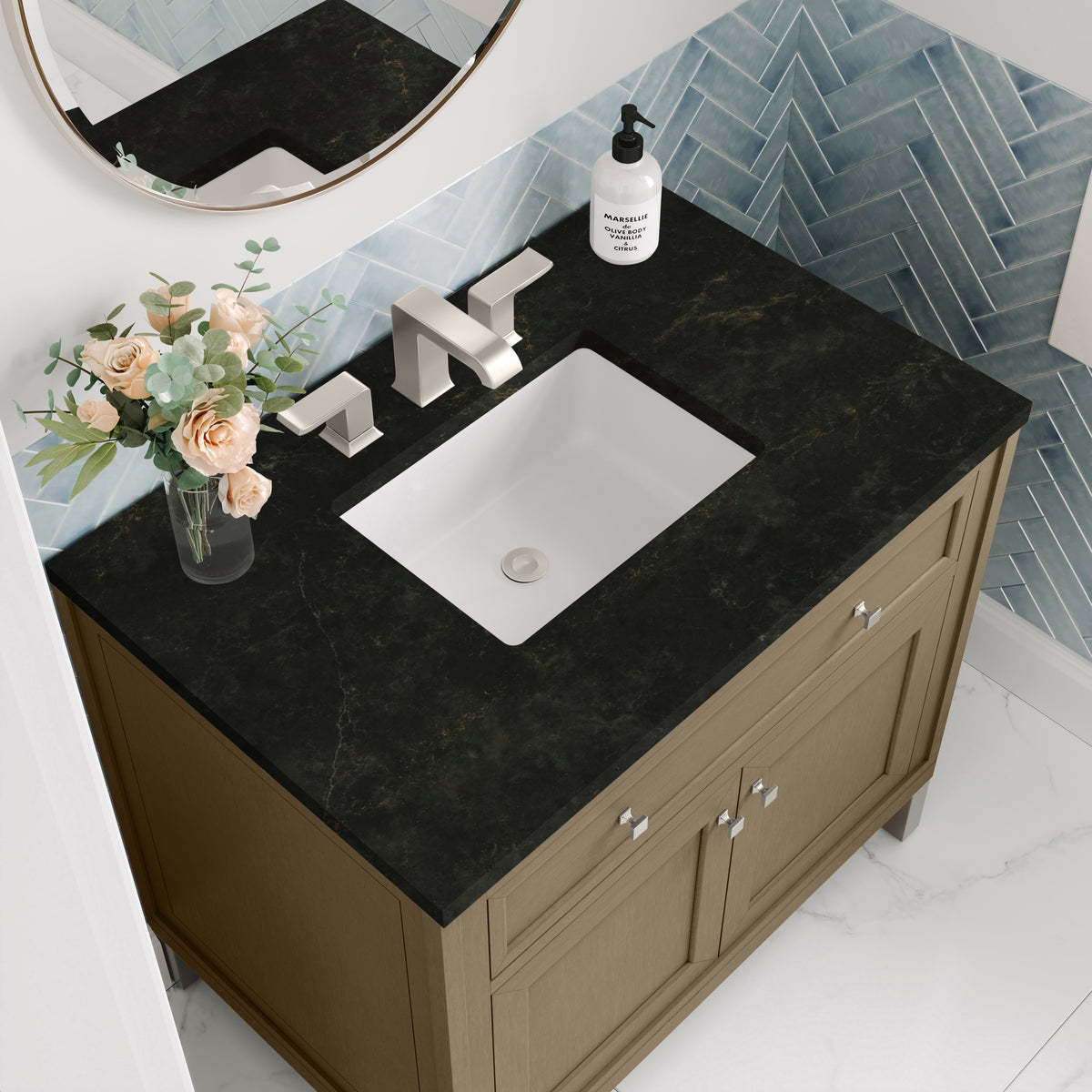James Martin Vanities Chicago 36" Walnut Whisper Single Vanity With 3 CM Phantome Eclos Top