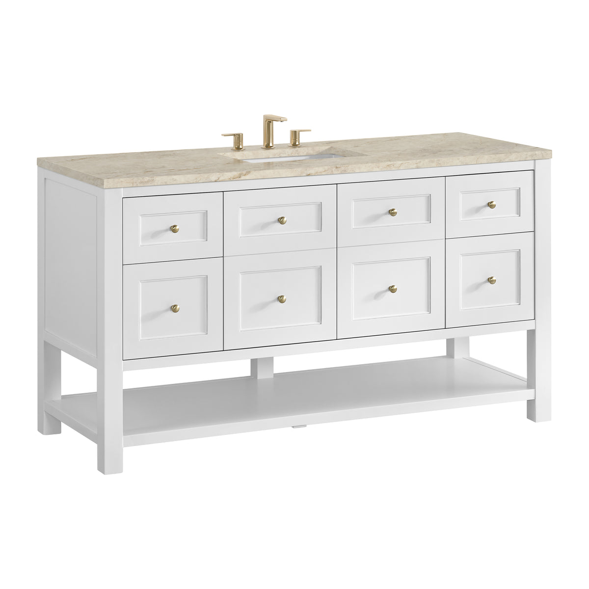 James Martin Vanities Breckenridge 60" Bright White Single Vanity With 3cm Tajnar Eclos Top