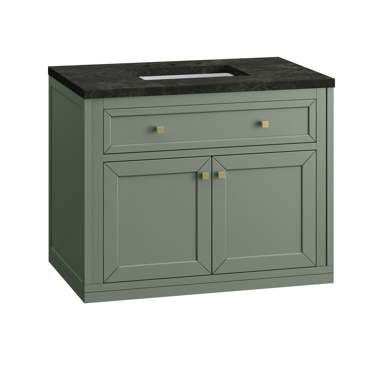 James Martin Vanities Chicago 36" Smokey Celadon Single Vanity With 3 CM Phantome Eclos Top