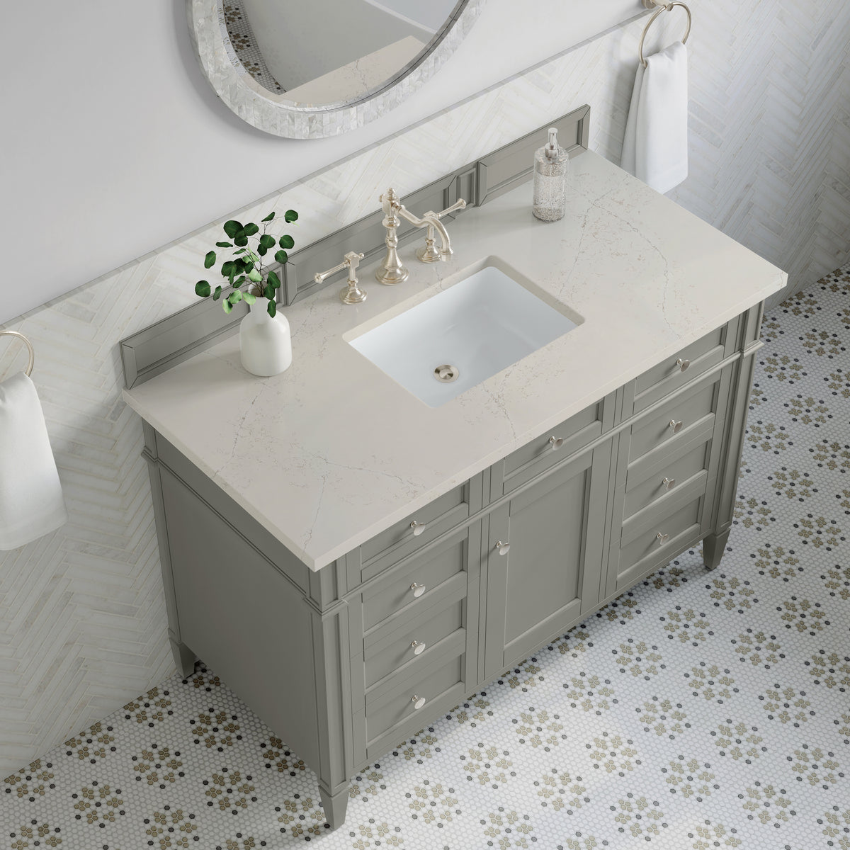 James Martin Vanities Brittany 48" Urban Gray Single Vanity With 3 CM Siberian Silestone Top