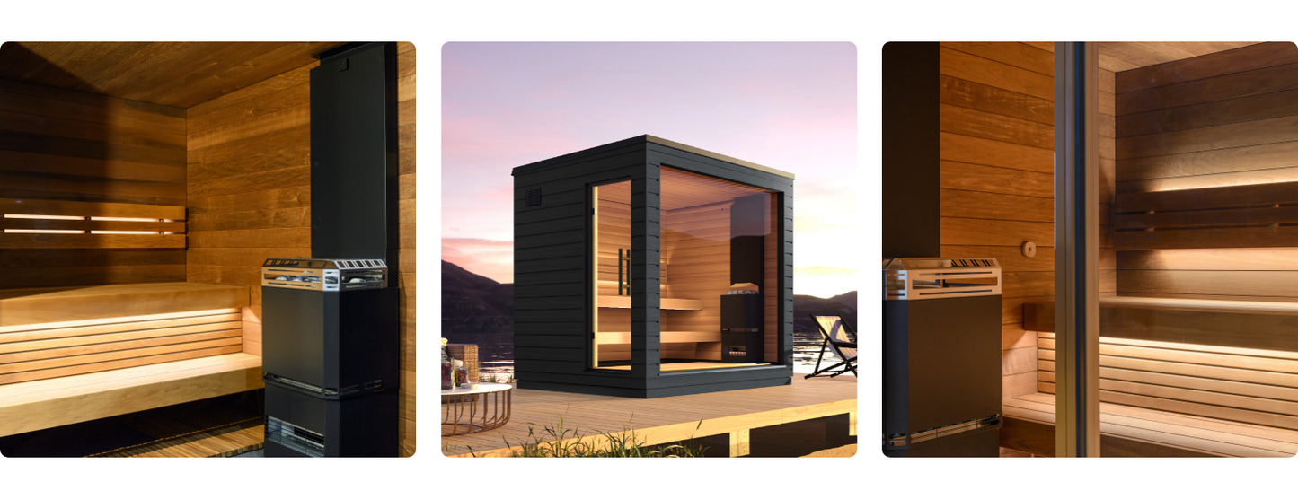 Saunum Air L 10 Nordic Black 10kW Sauna Heater With Climate Equalizer - Stainless Steel