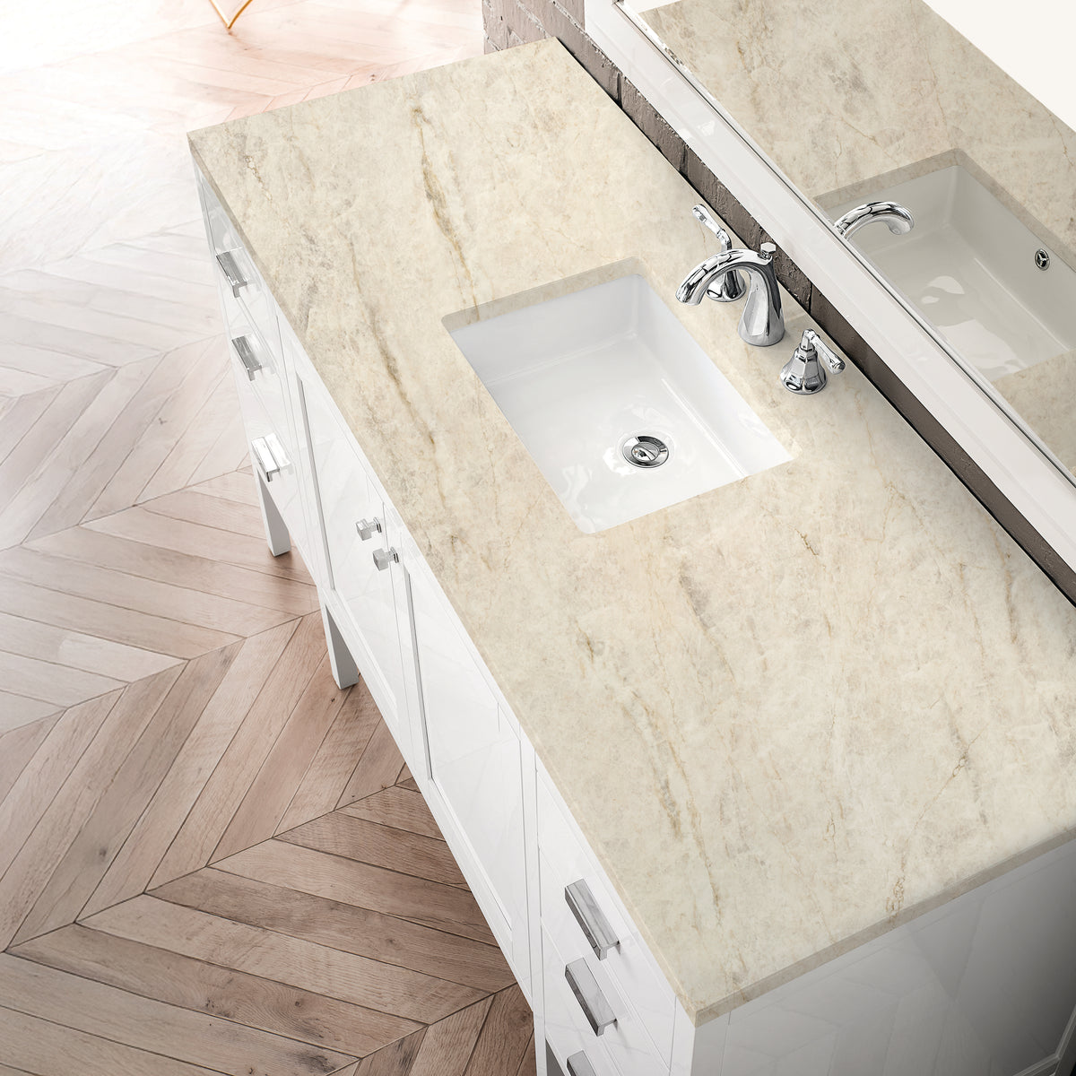 James Martin Vanities Addison 60" Glossy White Single Vanity With 3 CM Tajnar Eclos Top