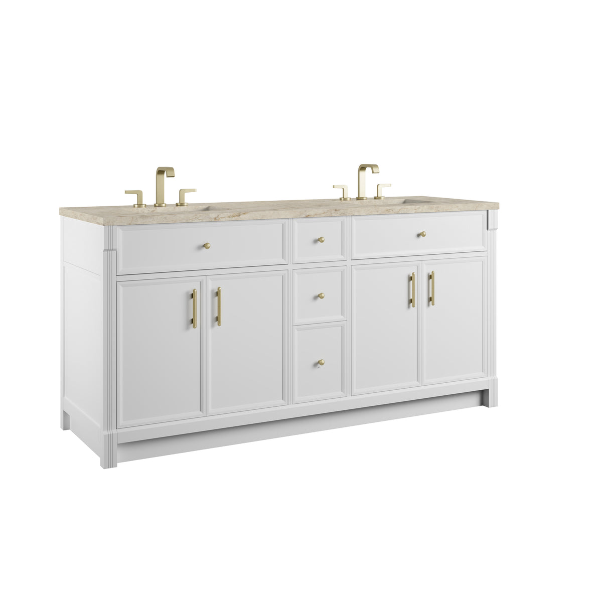 James Martin Vanities Bellshire 72" Bright White Double Vanity With 3 CM Tajnar Eclos Top
