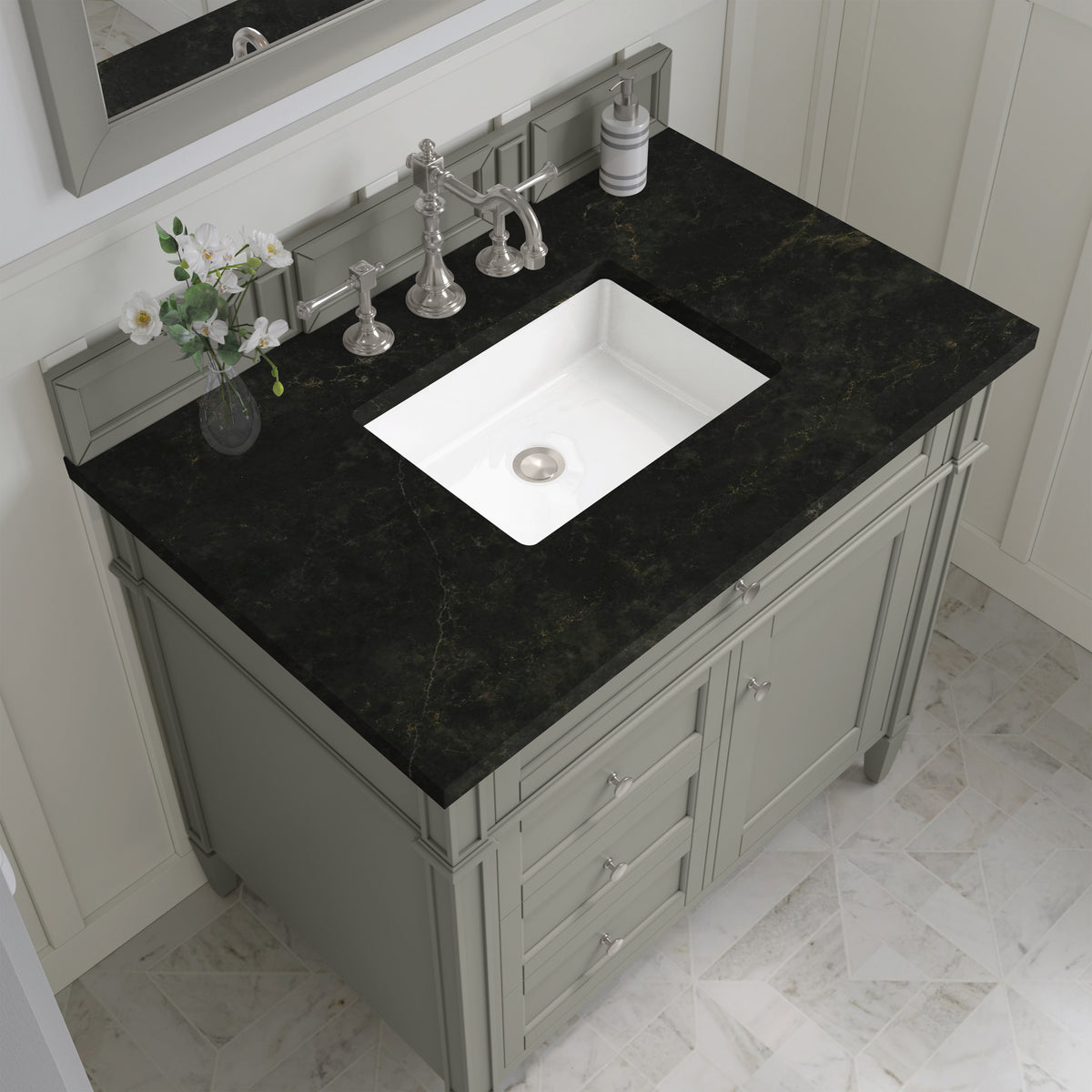 James Martin Vanities Brittany 36" Urban Gray Single Vanity With 3 CM Phantome Eclos Top