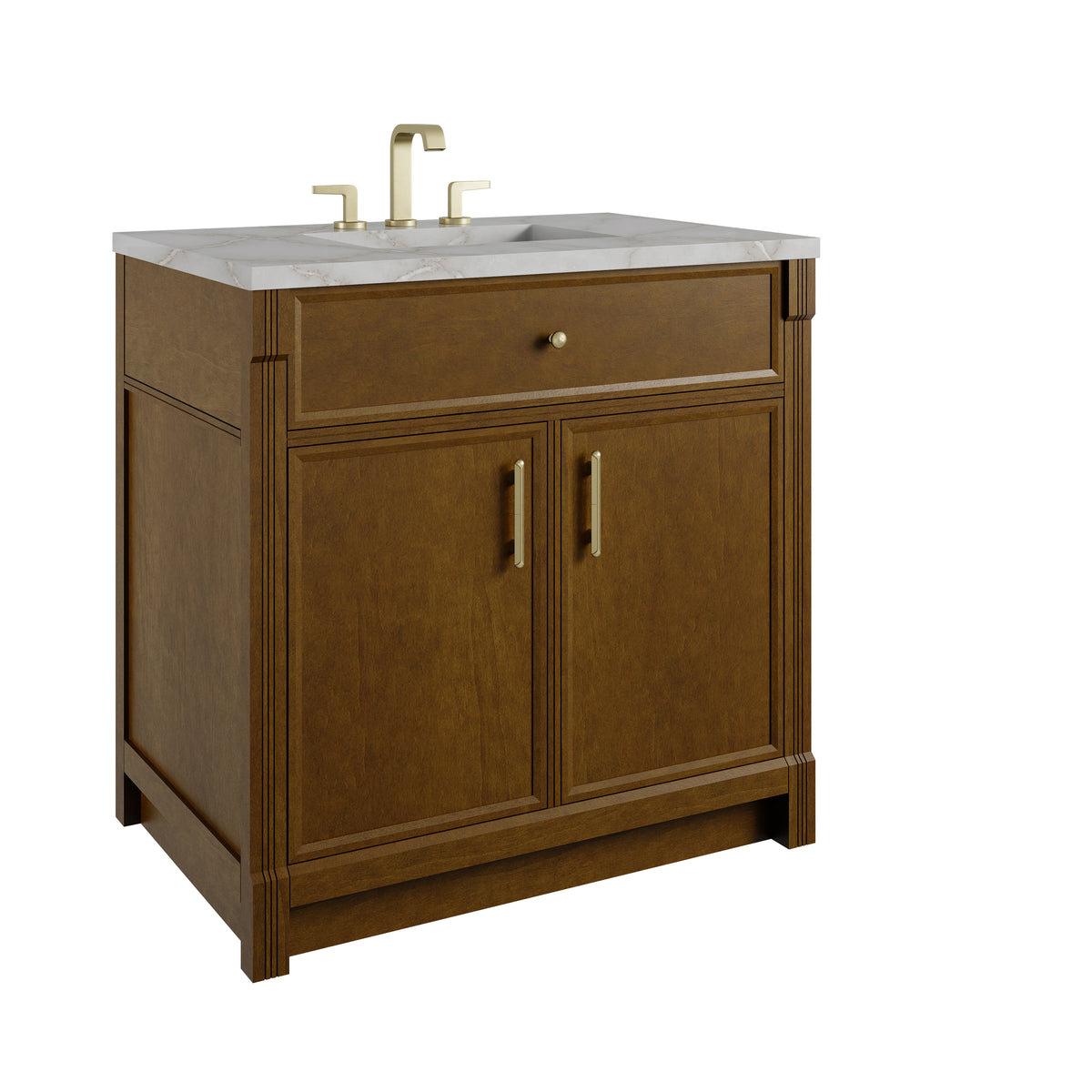 James Martin Vanities Bellshire 36" Honey Oak Single Vanity With 3 CM Victorian Silver Silestone Top