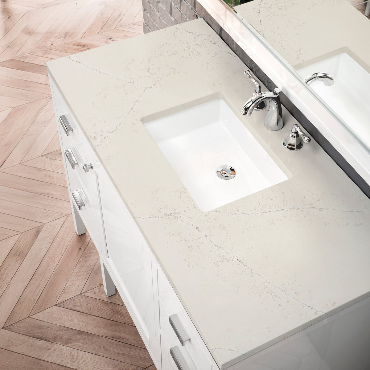 James Martin Vanities Addison 48" Glossy White Single Vanity With 3 CM Siberian Silestone Top