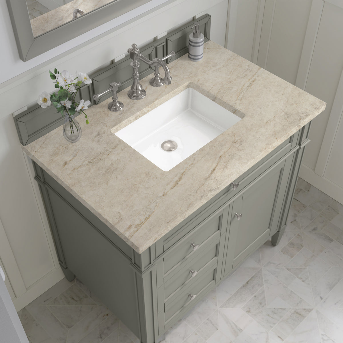James Martin Vanities Brittany 36" Urban Gray Single Vanity With 3 CM Tajnar Eclos Top