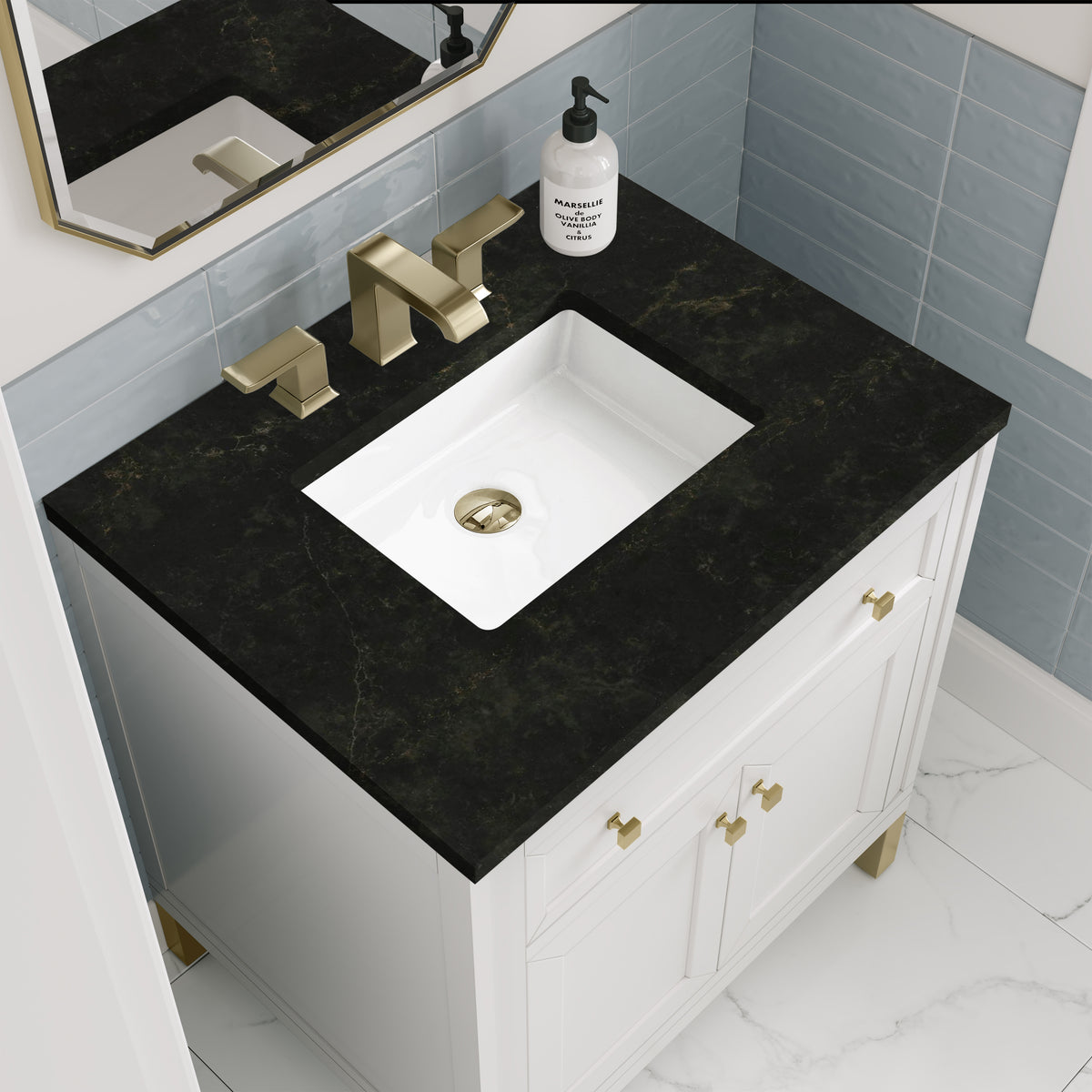 James Martin Vanities Chicago 30" Glossy White Single Vanity With 3 CM Phantome Eclos Top