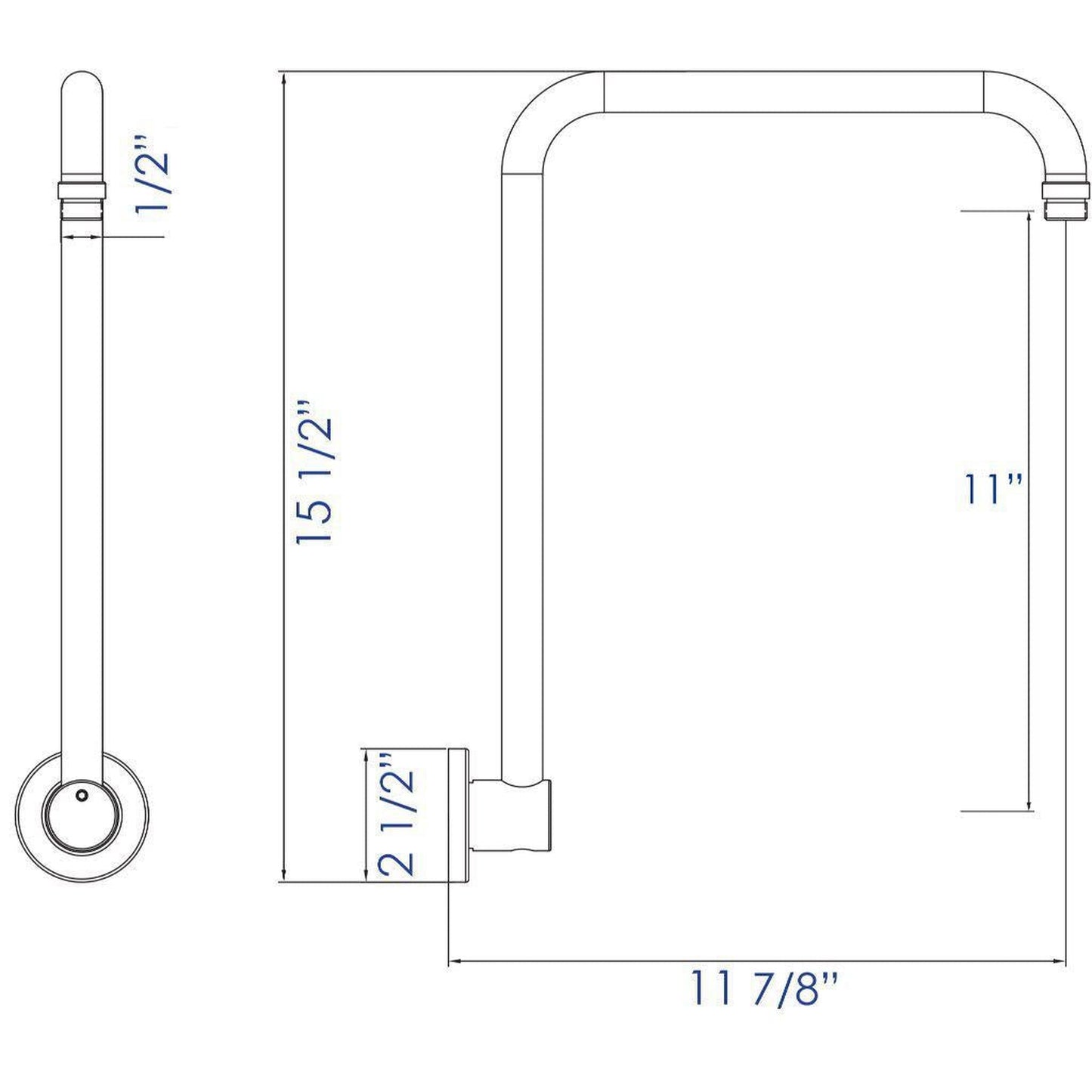 ALFI Brand AB12GRW-BN 12" Brushed Nickel Wall-Mounted Round Solid Brass Raised Shower Arm