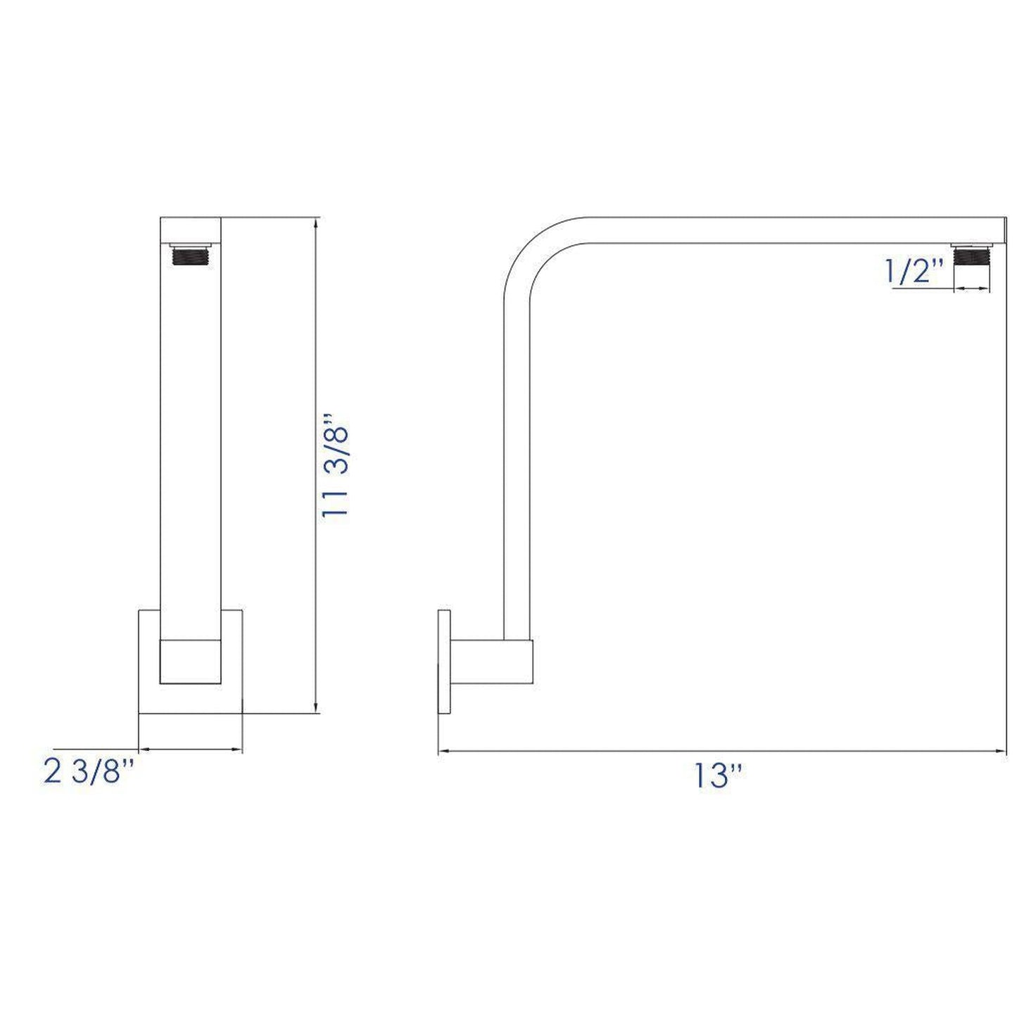 ALFI Brand AB12GSW-BN 12" Brushed Nickel Wall-Mounted Square Solid Brass Raised Shower Arm