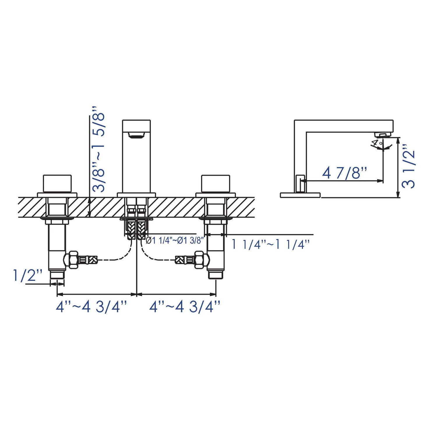 ALFI Brand AB1322-BM Black Matte Widespread Square Spout Brass Bathroom Sink Faucet With Double knob