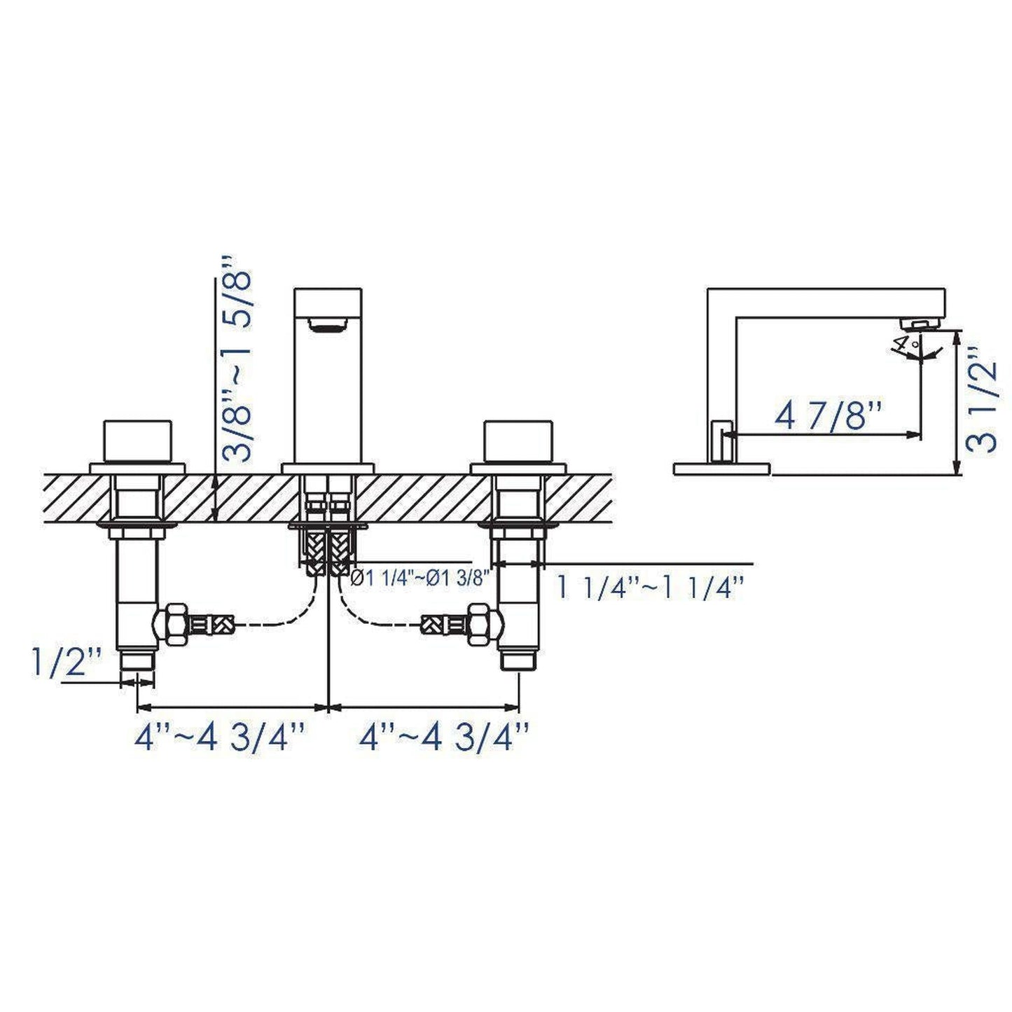 ALFI Brand AB1322-BN Brushed Nickel Widespread Square Spout Brass Bathroom Sink Faucet With Double Knob
