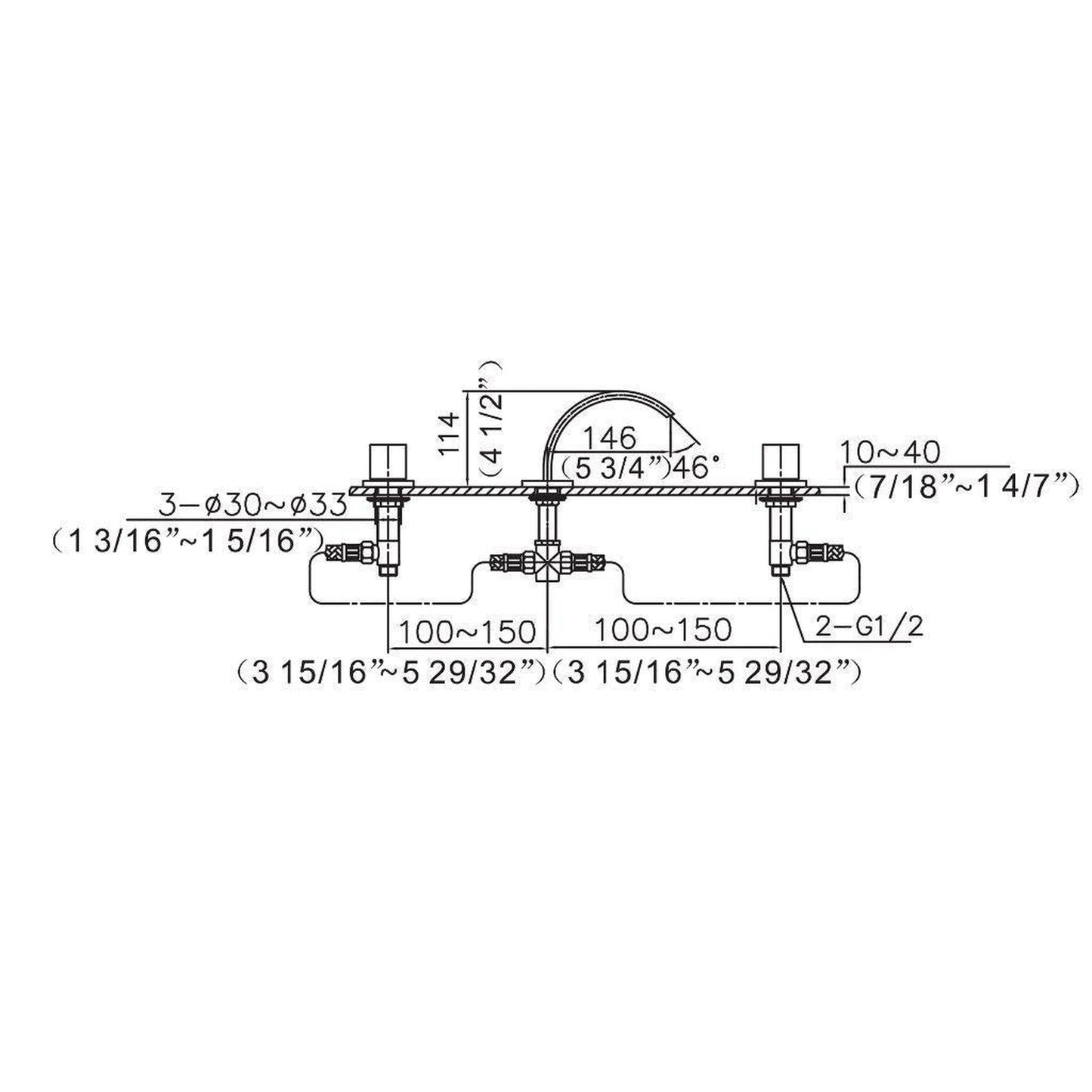 ALFI Brand AB1326-BM Black Matte Widespread Curved Spout Brass Bathroom Sink Faucet With Double Square Knob