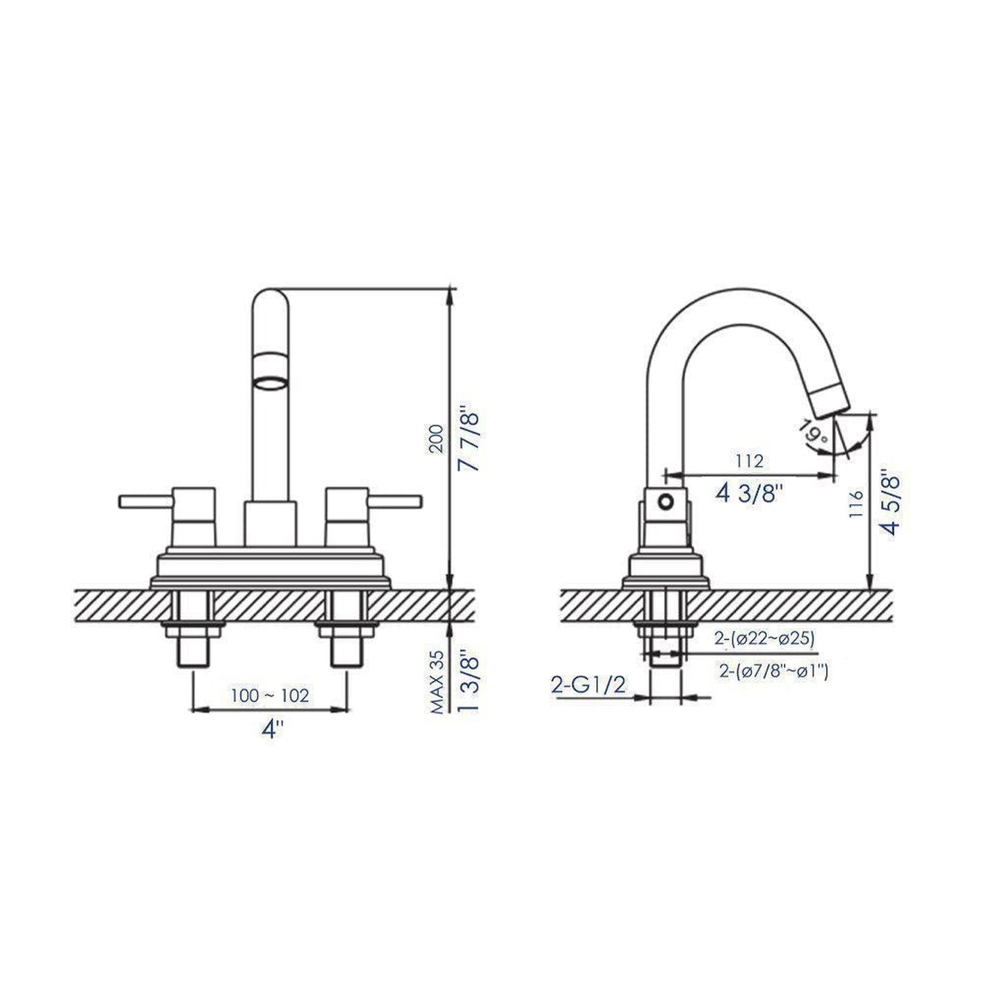 ALFI Brand AB1400-PC Polished Chrome Centerset Gooseneck Spout Brass Bathroom Sink Faucet With Two Lever Handles