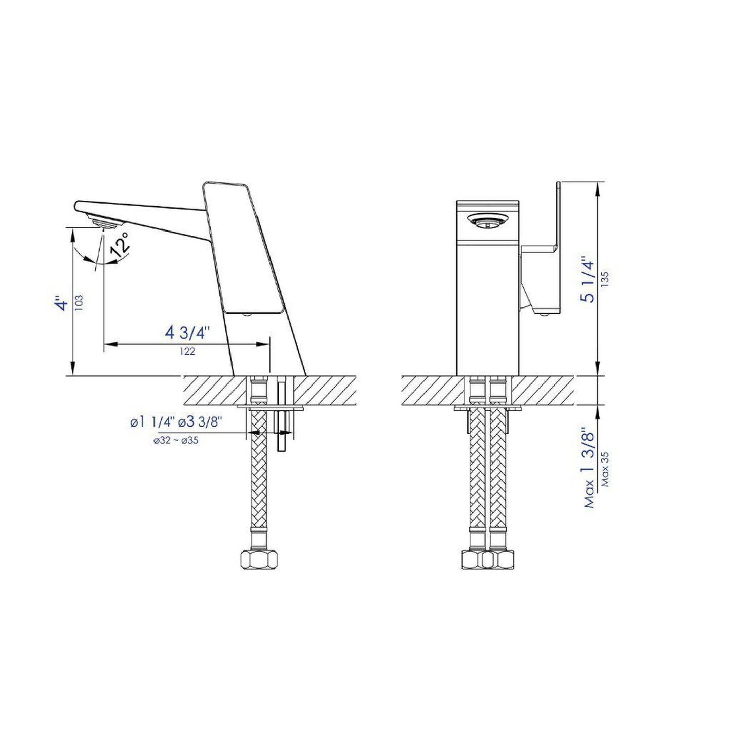 ALFI Brand AB1470-BM Black Matte Single Hole Brass Bathroom Sink Faucet With Single Lever