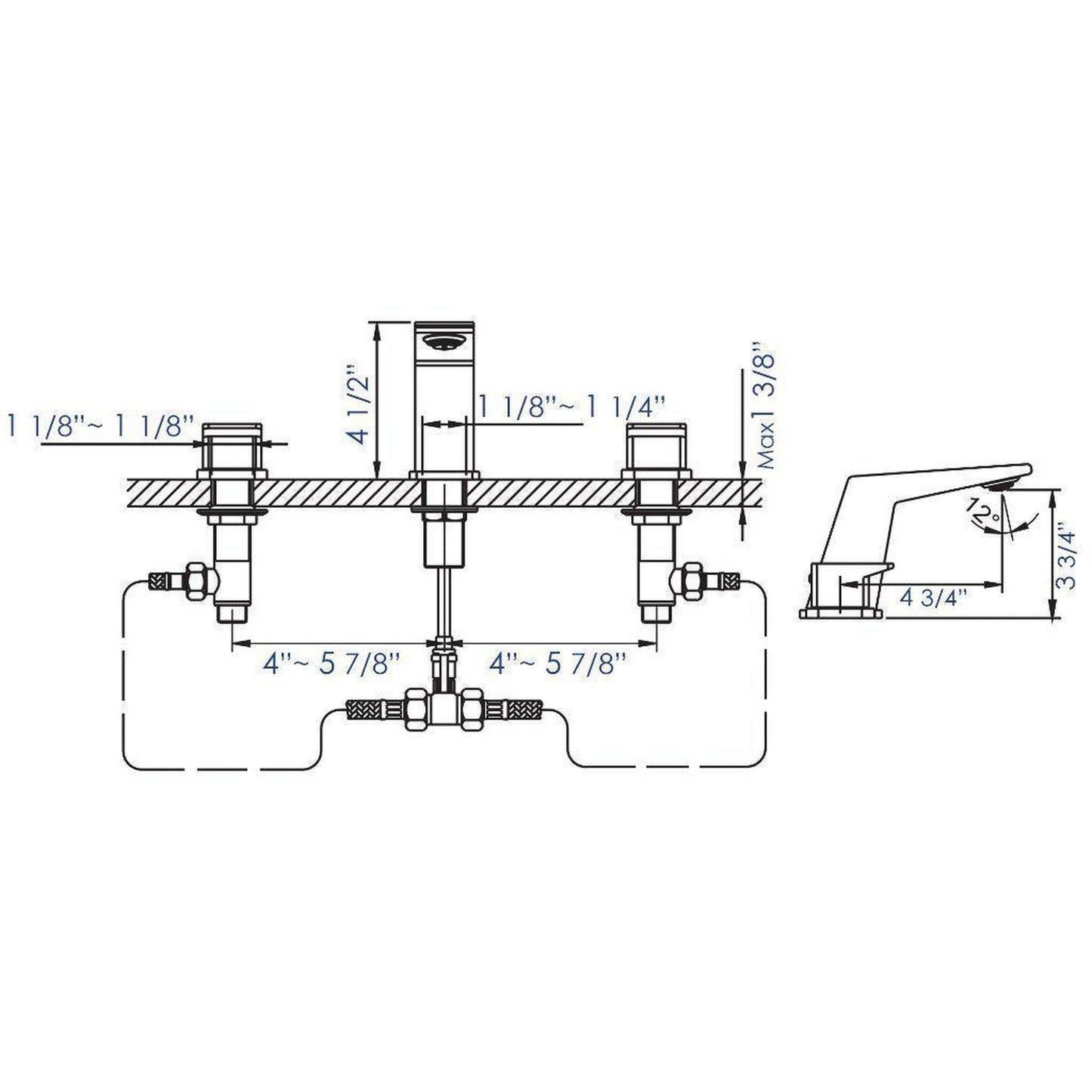 ALFI Brand AB1471-BN Brushed Nickel Widespread Brass Bathroom Sink Faucet With Double Knob