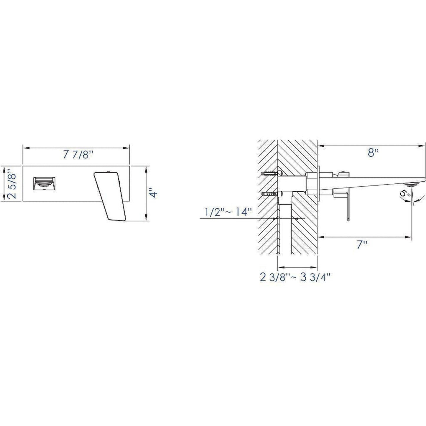 ALFI Brand AB1472-BN Brushed Nickel Wall-Mounted Brass Bathroom Sink Faucet With Single Lever