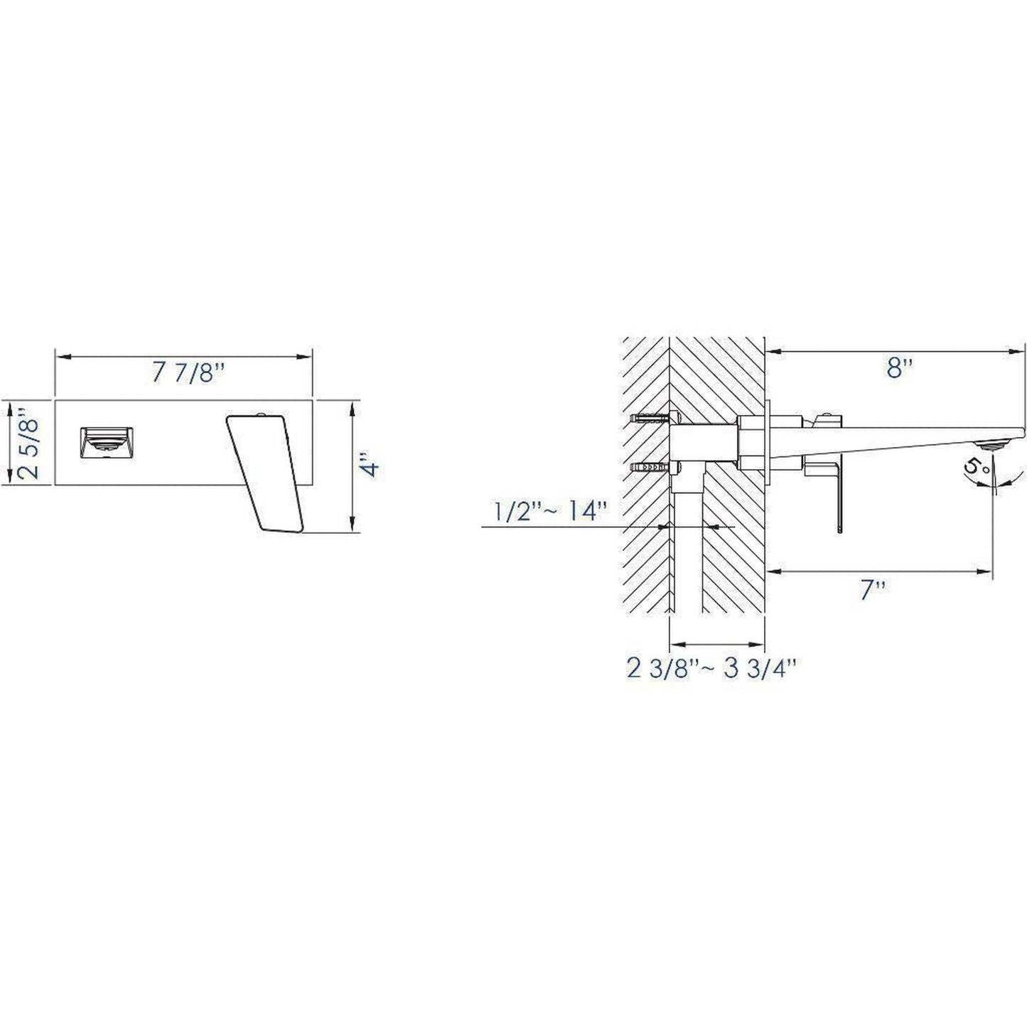 ALFI Brand AB1472-PC Polished Chrome Wall-Mounted Brass Bathroom Sink Faucet With Single Lever