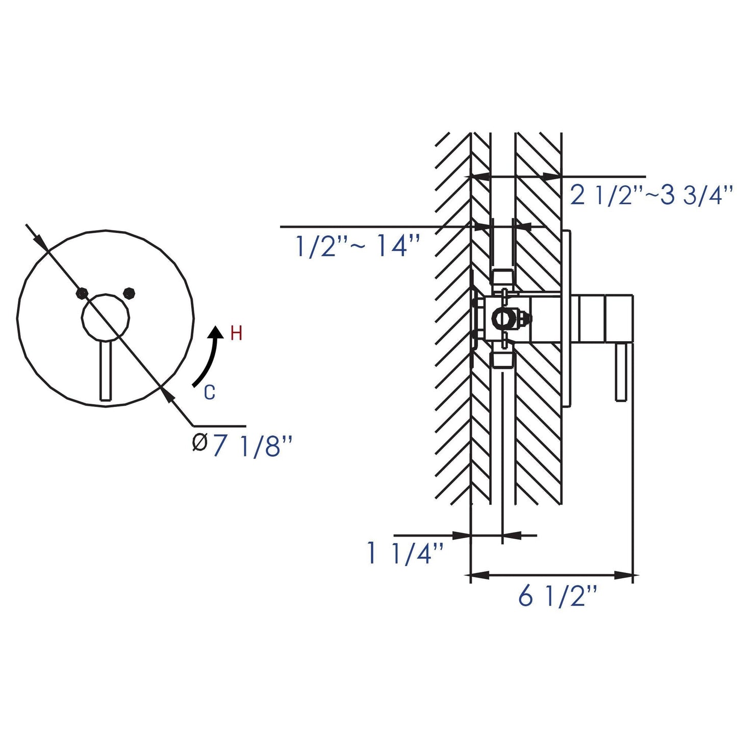 ALFI Brand AB1601-BN Round Brushed Nickel Pressure Balanced Shower Mixer
