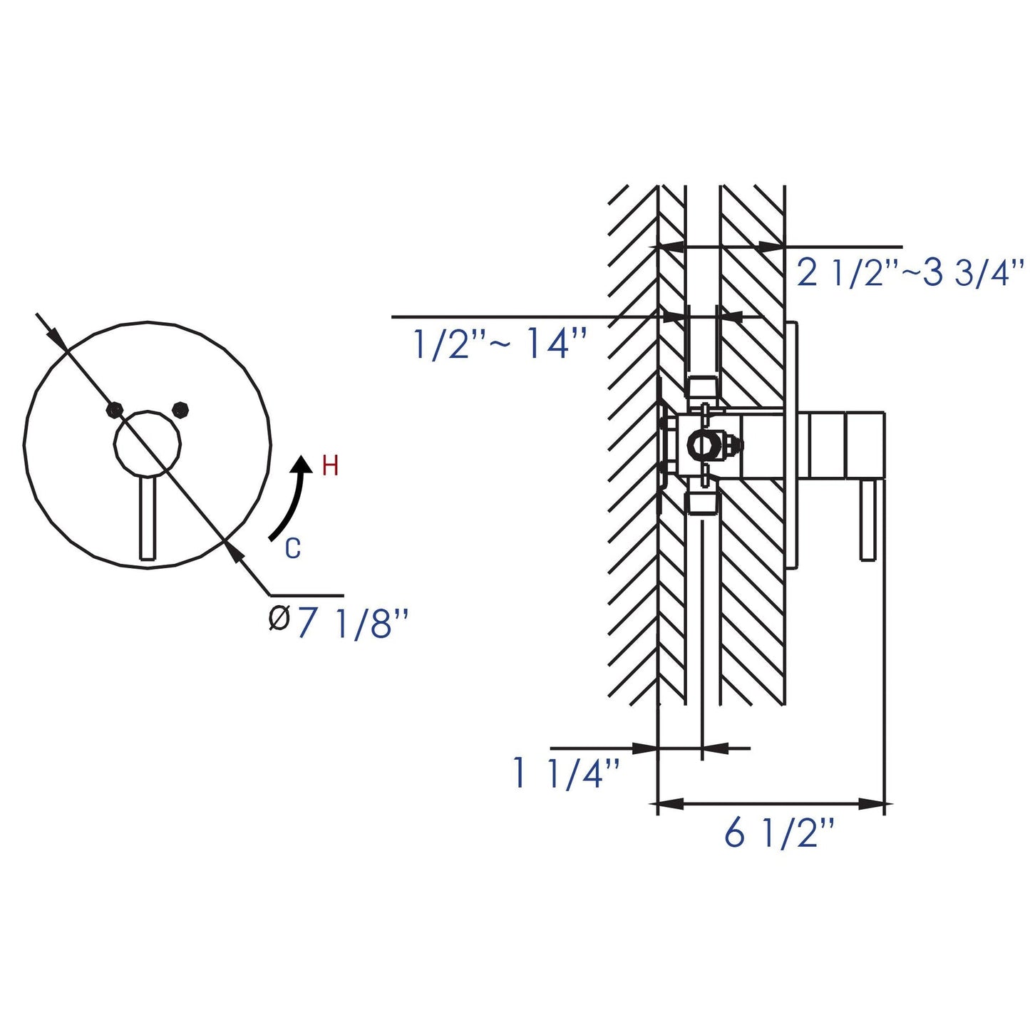 ALFI Brand AB1601-PC Round Polished Chrome Pressure Balanced Shower Mixer