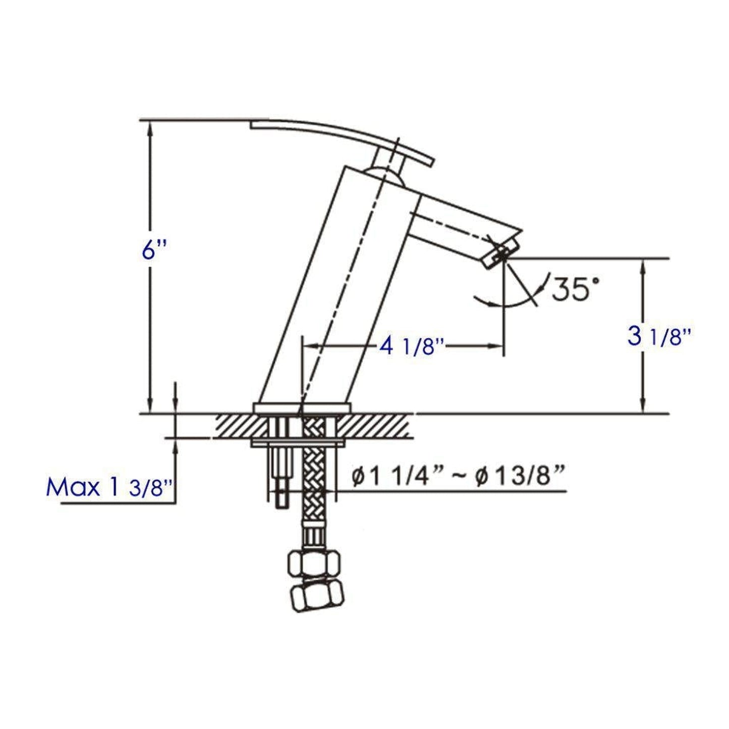 ALFI Brand AB1628-BN Brushed Nickel Single Hole Brass Bathroom Sink Faucet With Single Lever