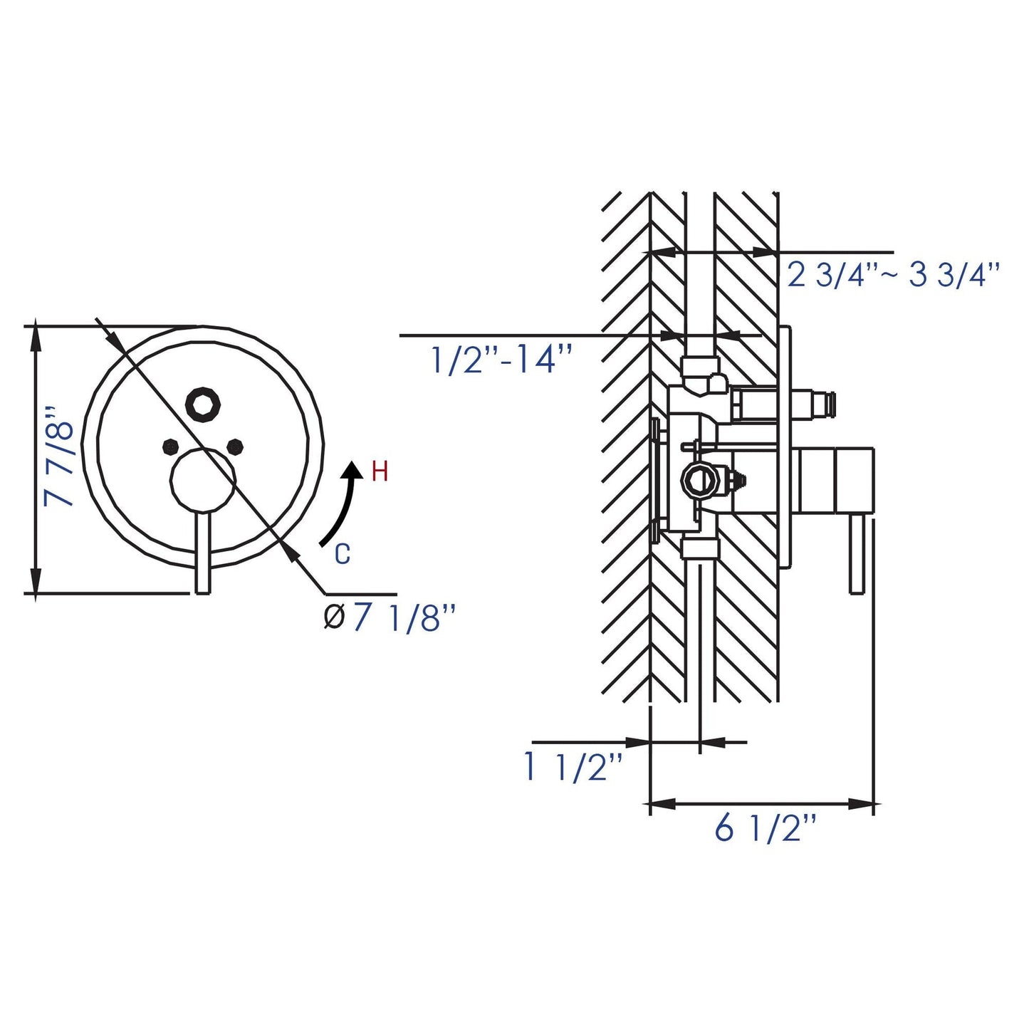ALFI Brand AB1701-BN Round Brushed Nickel Pressure Balanced Shower Mixer With Diverter
