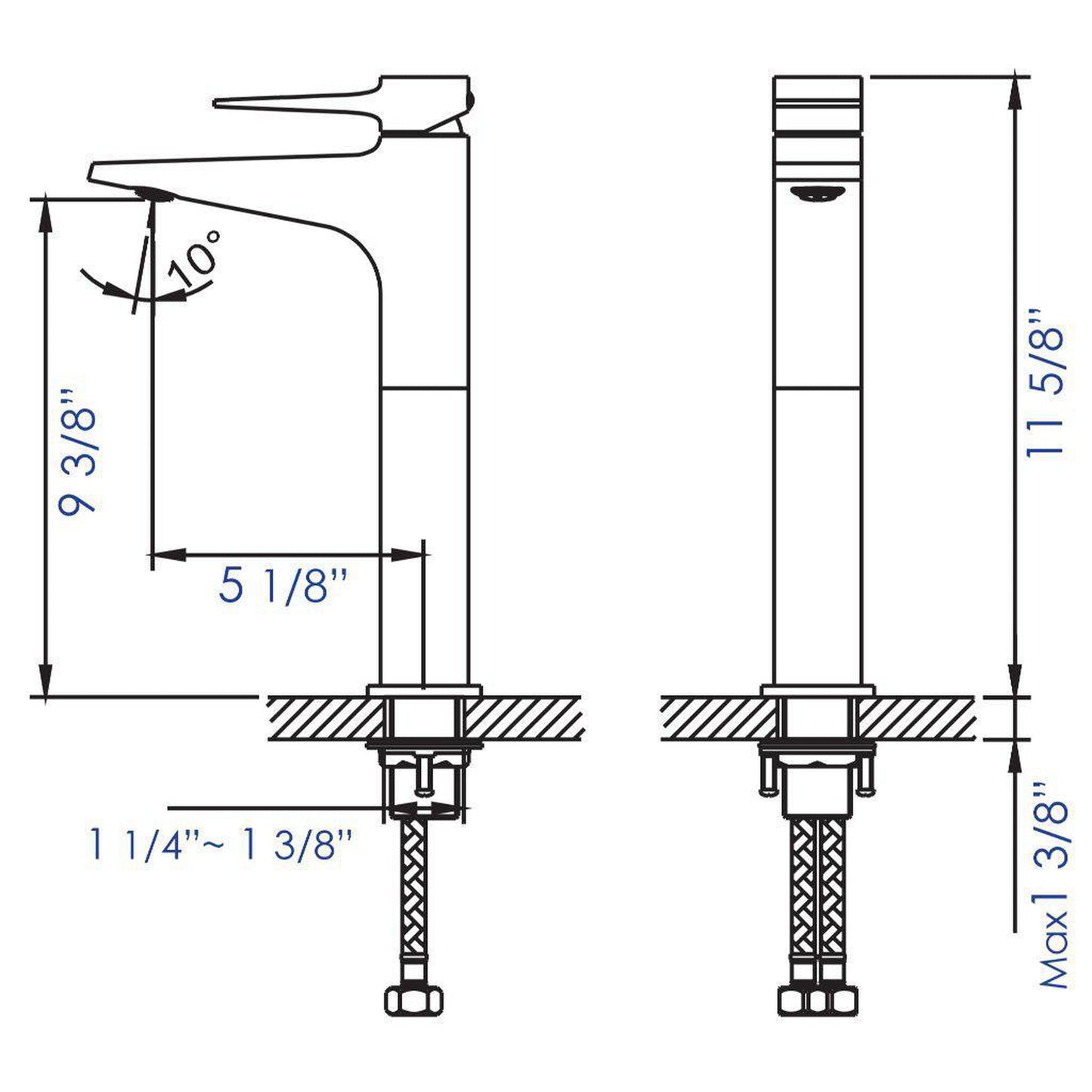 ALFI Brand AB1771-PC Polished Chrome Vessel Tall Spout Brass Bathroom Sink Faucet With Single Lever