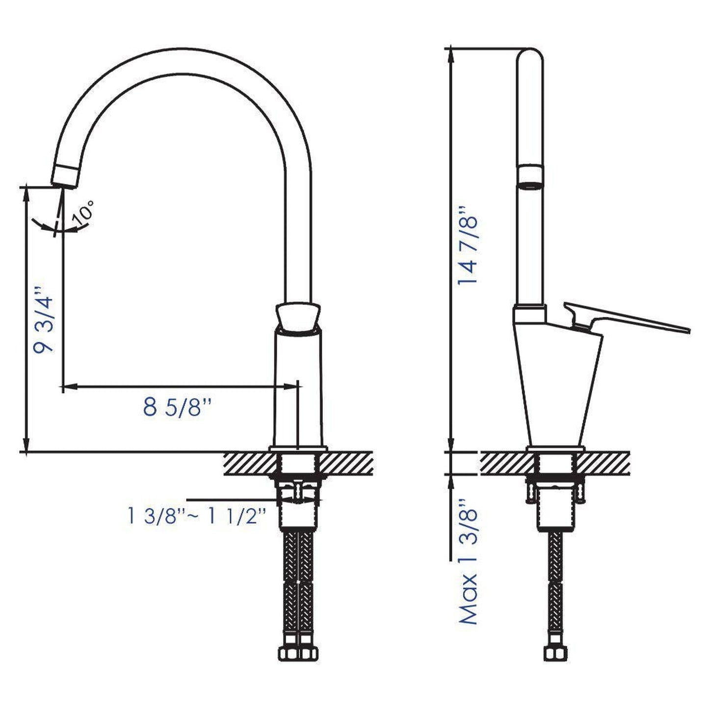 ALFI Brand AB3600-BN Brushed Nickel Vessel Gooseneck Spout Brass Bathroom Sink Faucet With Single Lever