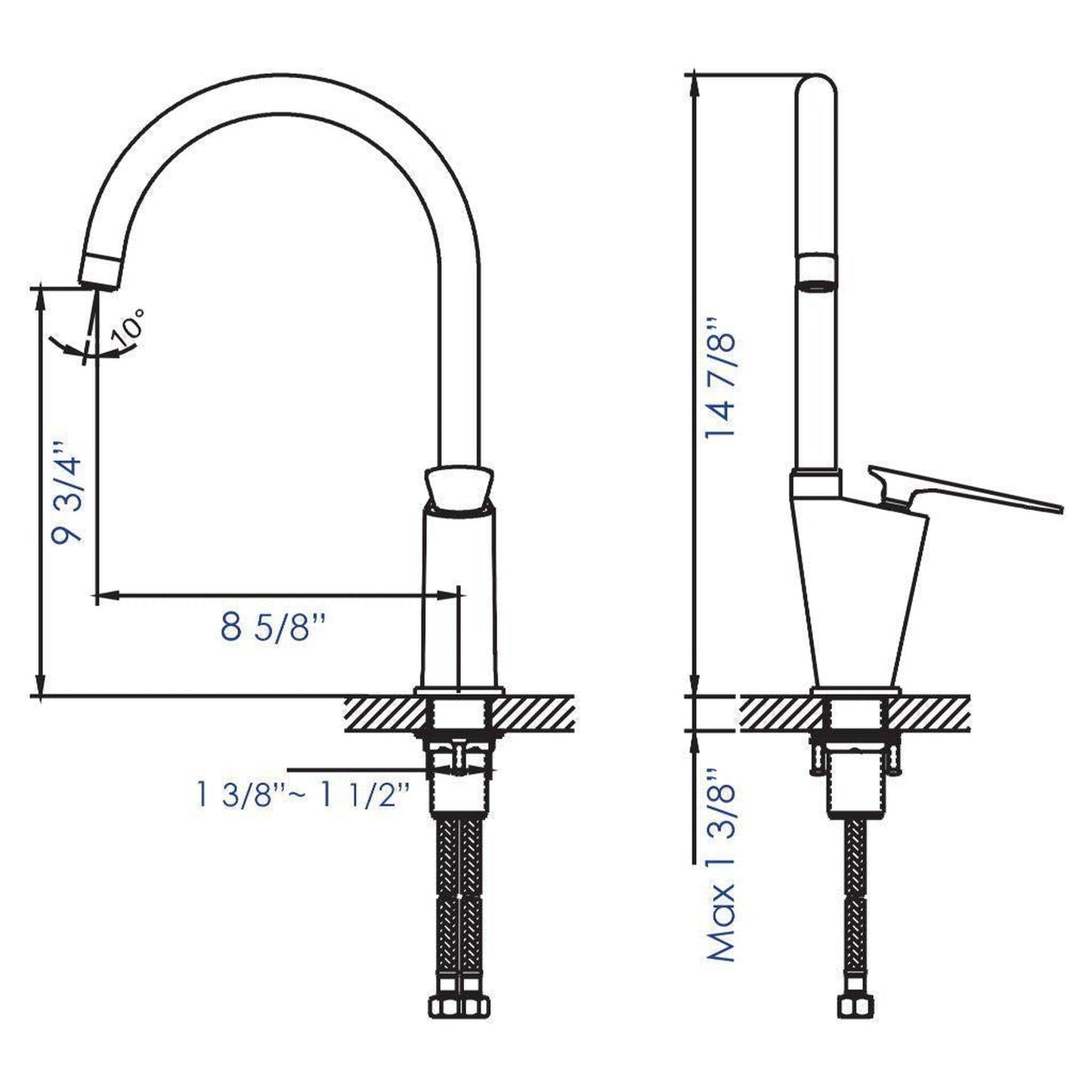 ALFI Brand AB3600-PC Polished Chrome Vessel Gooseneck Spout Brass Bathroom Sink Faucet With Single Lever