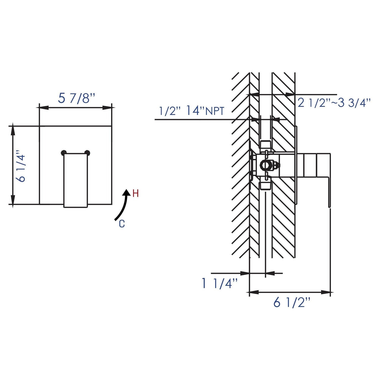 ALFI Brand AB6701-PC Square Polished Chrome Pressure Balanced Shower Mixer With Single Lever Handle