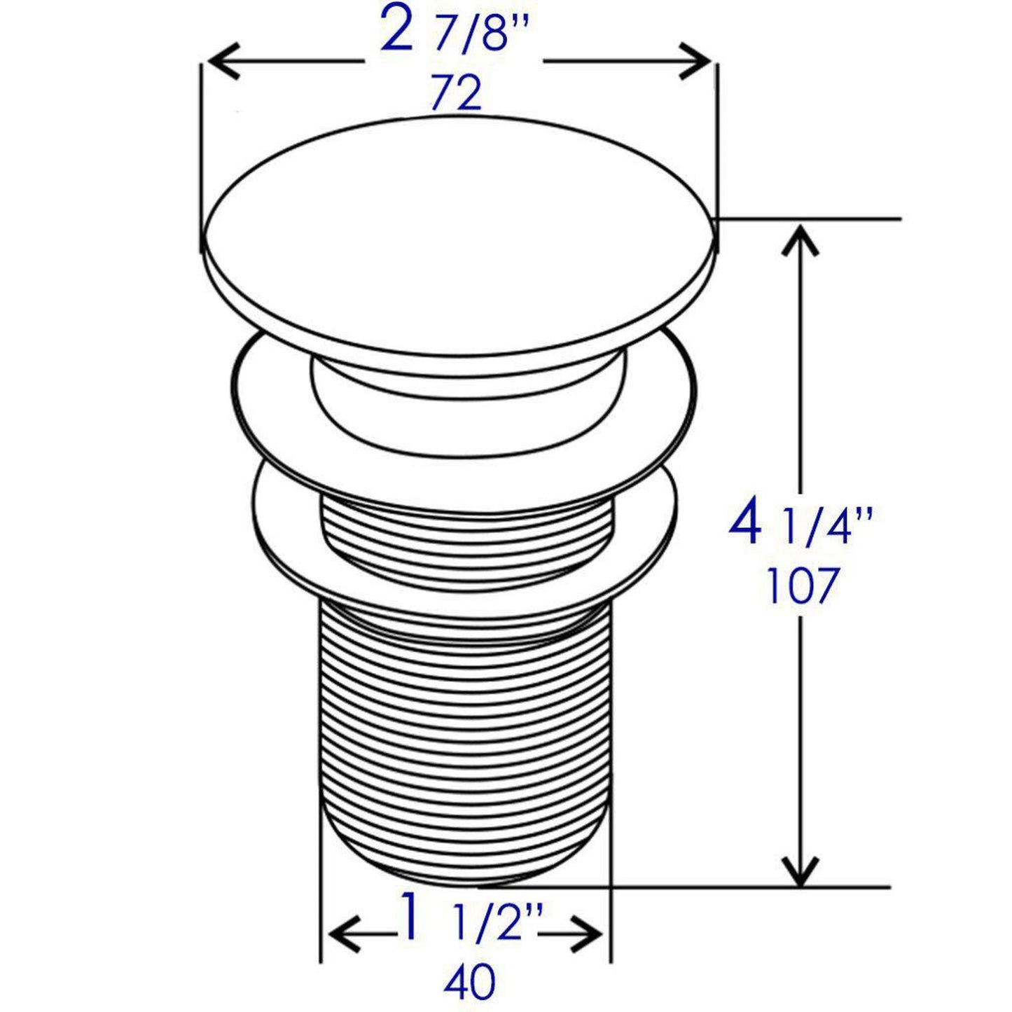 ALFI Brand AB8055-BM Black Matte Ceramic Mushroom Top Pop Up Bathroom Sink Drain Without Overflow