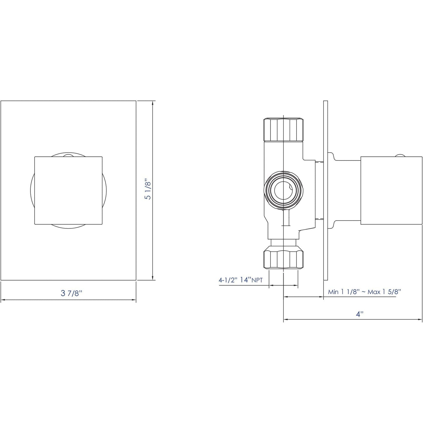ALFI Brand AB9209-PC Polished Chrome Wall-Mounted Square 3 Way Brass Shower Diverter
