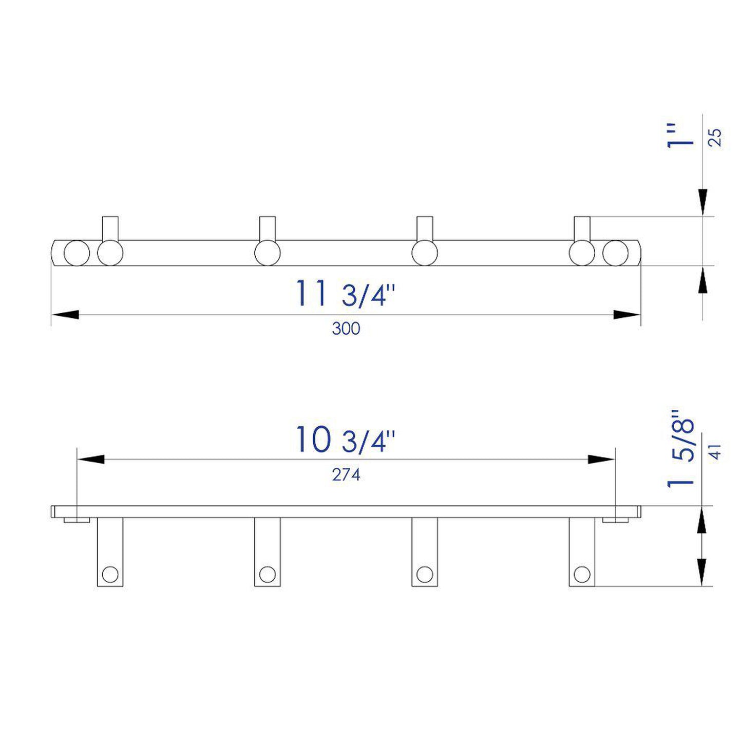 ALFI Brand AB9528-BM Black Matte Wall-Mounted 4 Prong Robe/Towel Hook