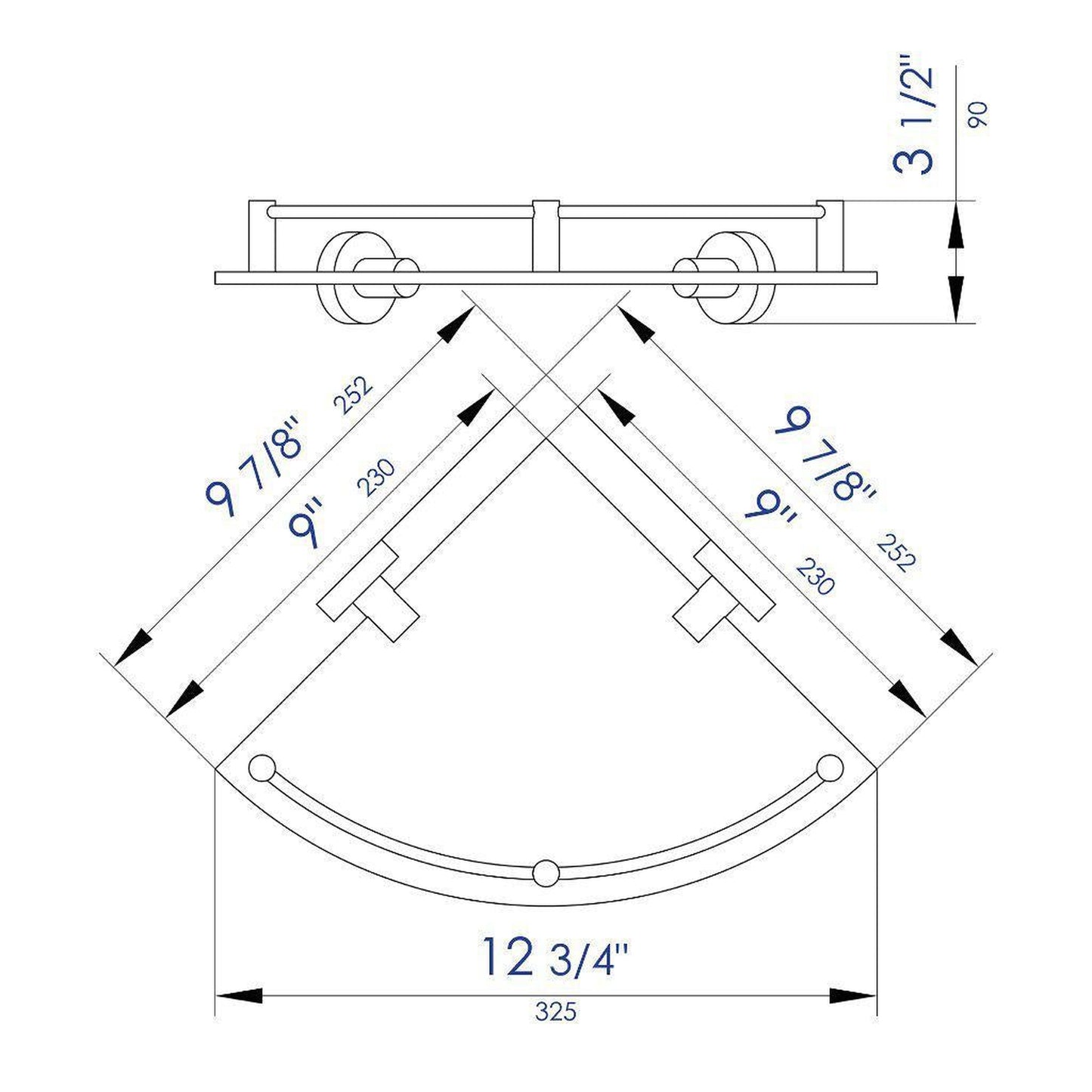 ALFI Brand AB9546 Polished Chrome Corner Mounted Glass Shower Shelf Bathroom Accessory