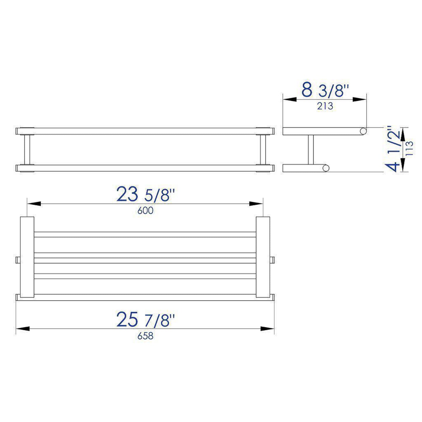 ALFI Brand AB9564-BN 26" Brushed Nickel Wall-Mounted Towel Bar & Shelf Bathroom Accessory