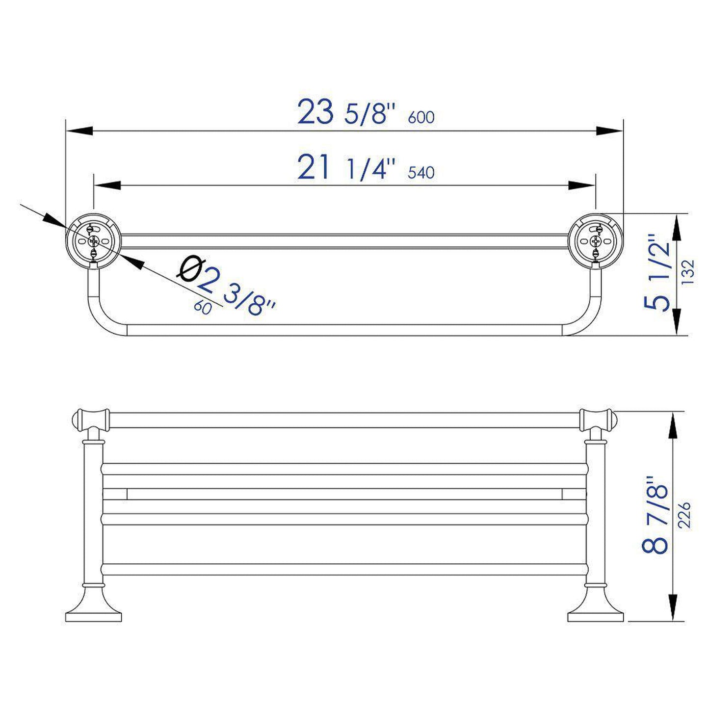 ALFI Brand AB9583 23" Polished Chrome Towel Bar & Shelf Bathroom Accessory