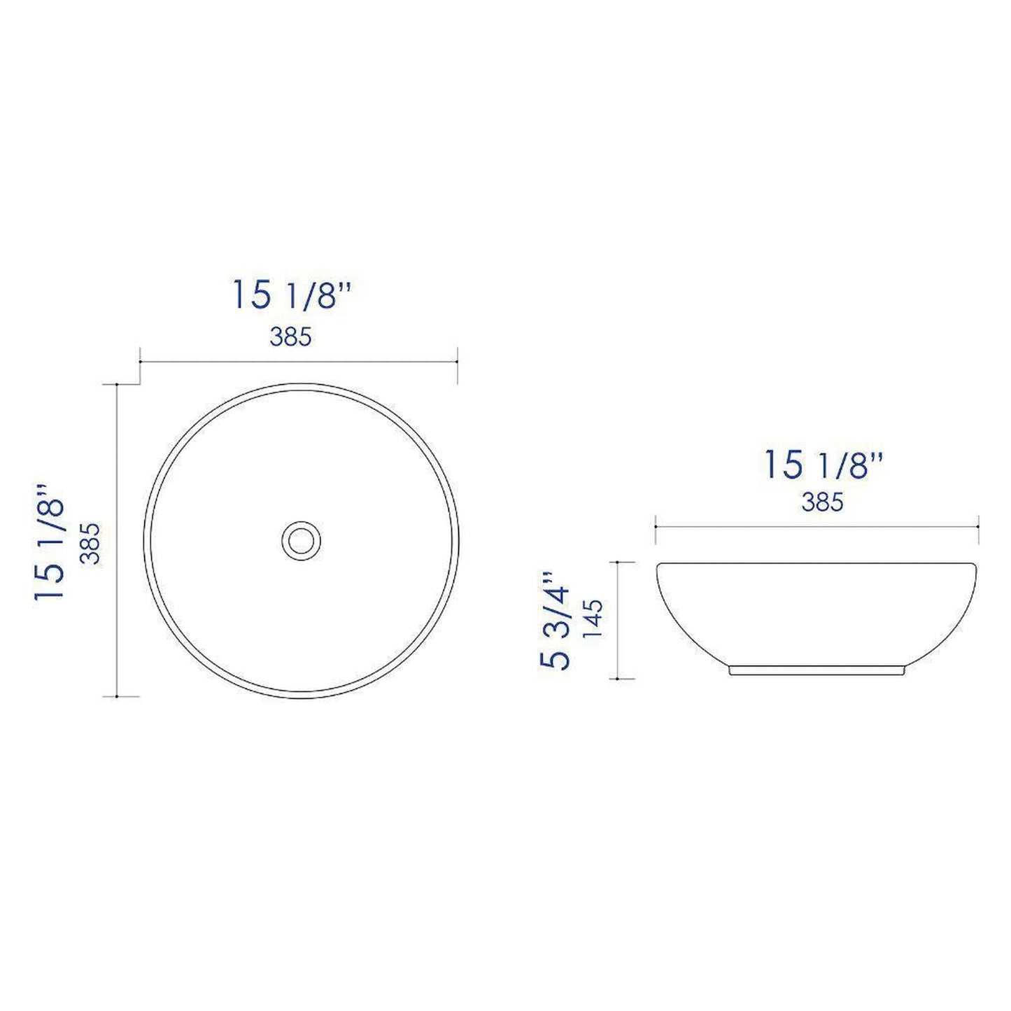 ALFI Brand ABC906 15" Black and White Above Mount Round Ceramic Bathroom Sink