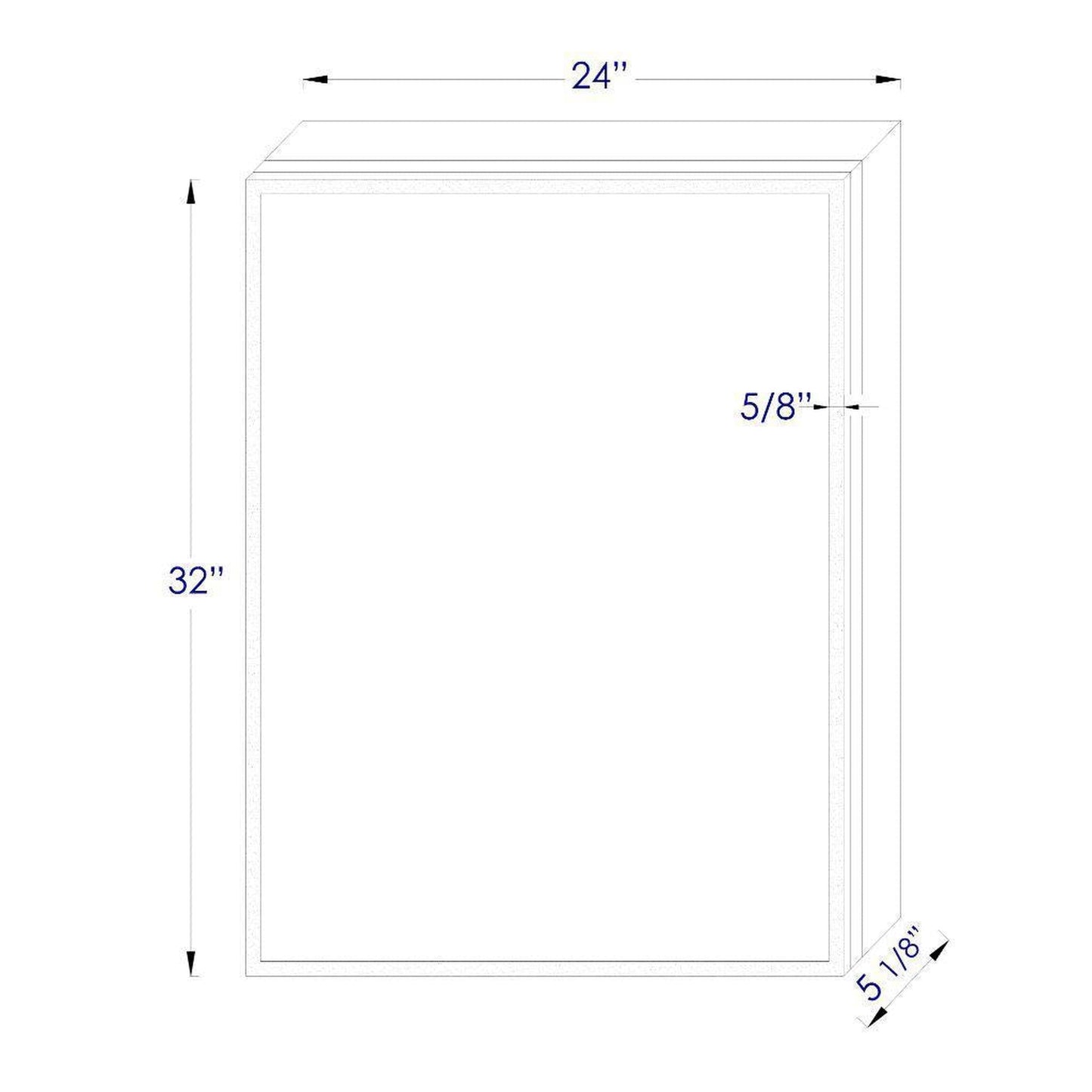 ALFI Brand ABMC2432 24" x 32" LED Lighted Hinged Single Door Framed Mirror Medicine Cabinet With Tempered Glass Shelves
