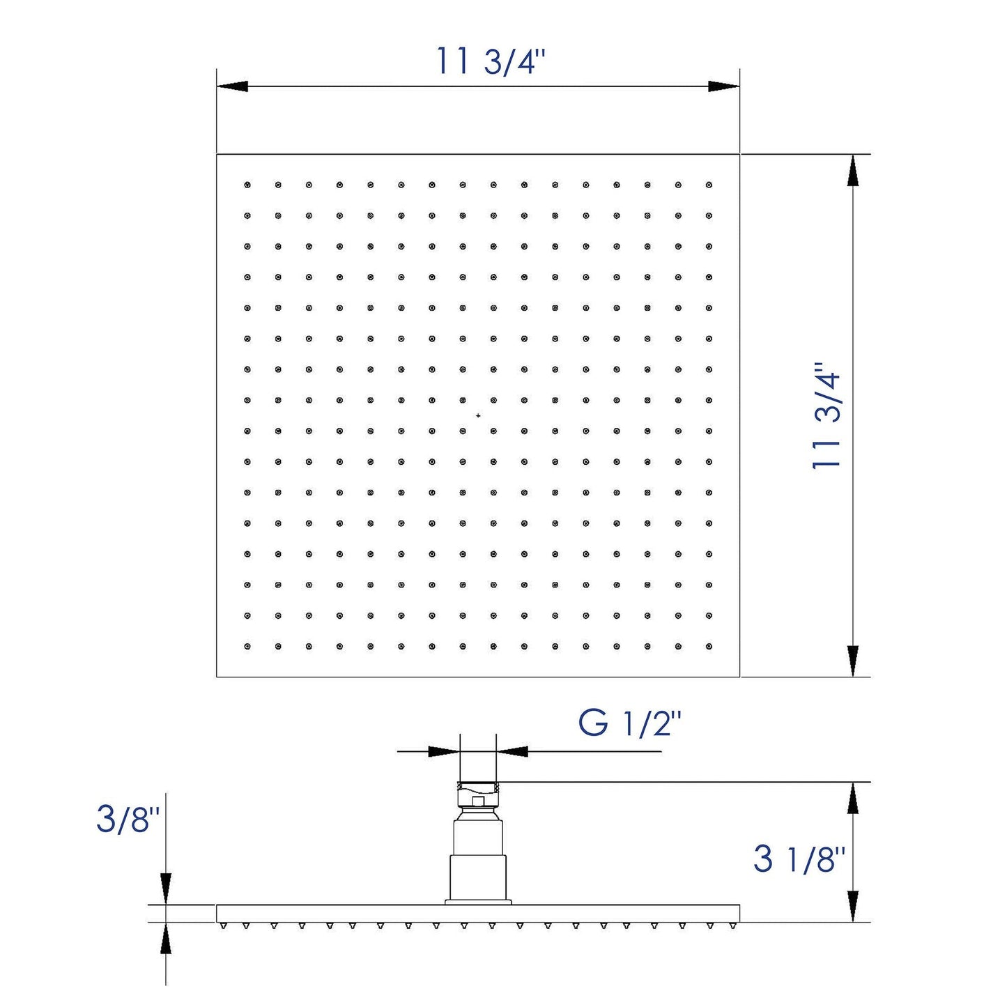 ALFI Brand LED12S-BN 12" Square Brushed Nickel Wall or Ceiling Mounted Multi Color LED Rain Brass Shower Head