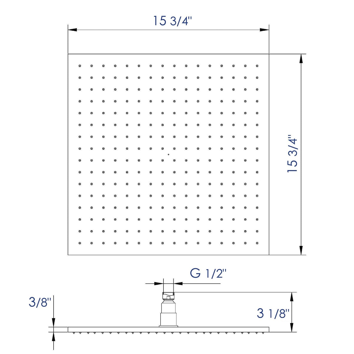 ALFI Brand LED16S-PC 16" Square Polished Chrome Wall or Ceiling Mounted Multi Color LED Rain Brass Shower Head
