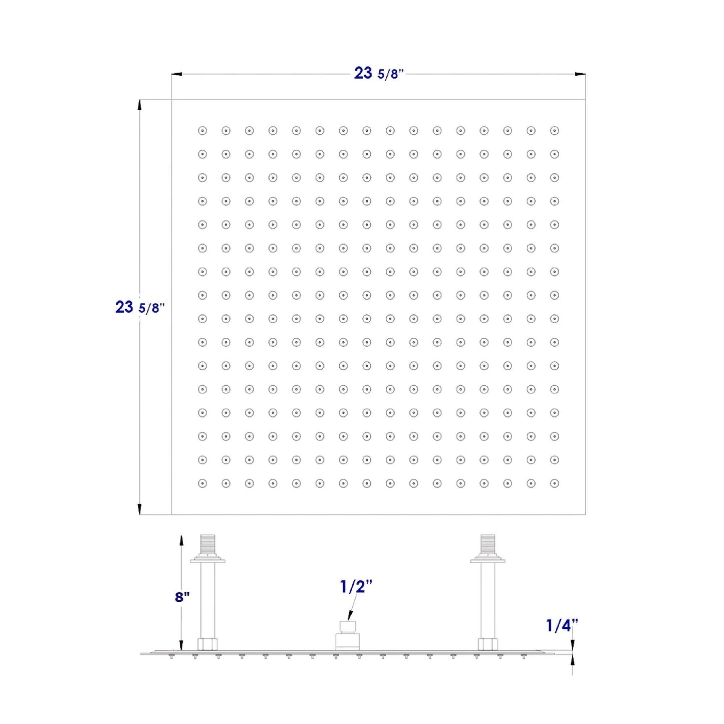 ALFI Brand RAIN24S-PSS 24" Square Solid Polished Stainless Steel Wall or Ceiling Mounted Ultra Thin Rain Brass Shower Head