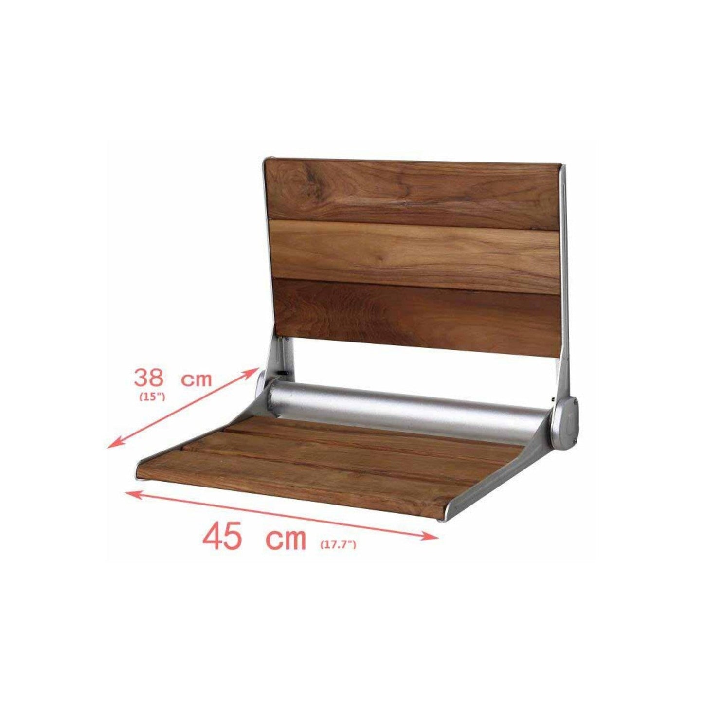 ANZZI Saxon Series 15" x 18" Foldable Teak Wood Wall-Mounted Shower Bench