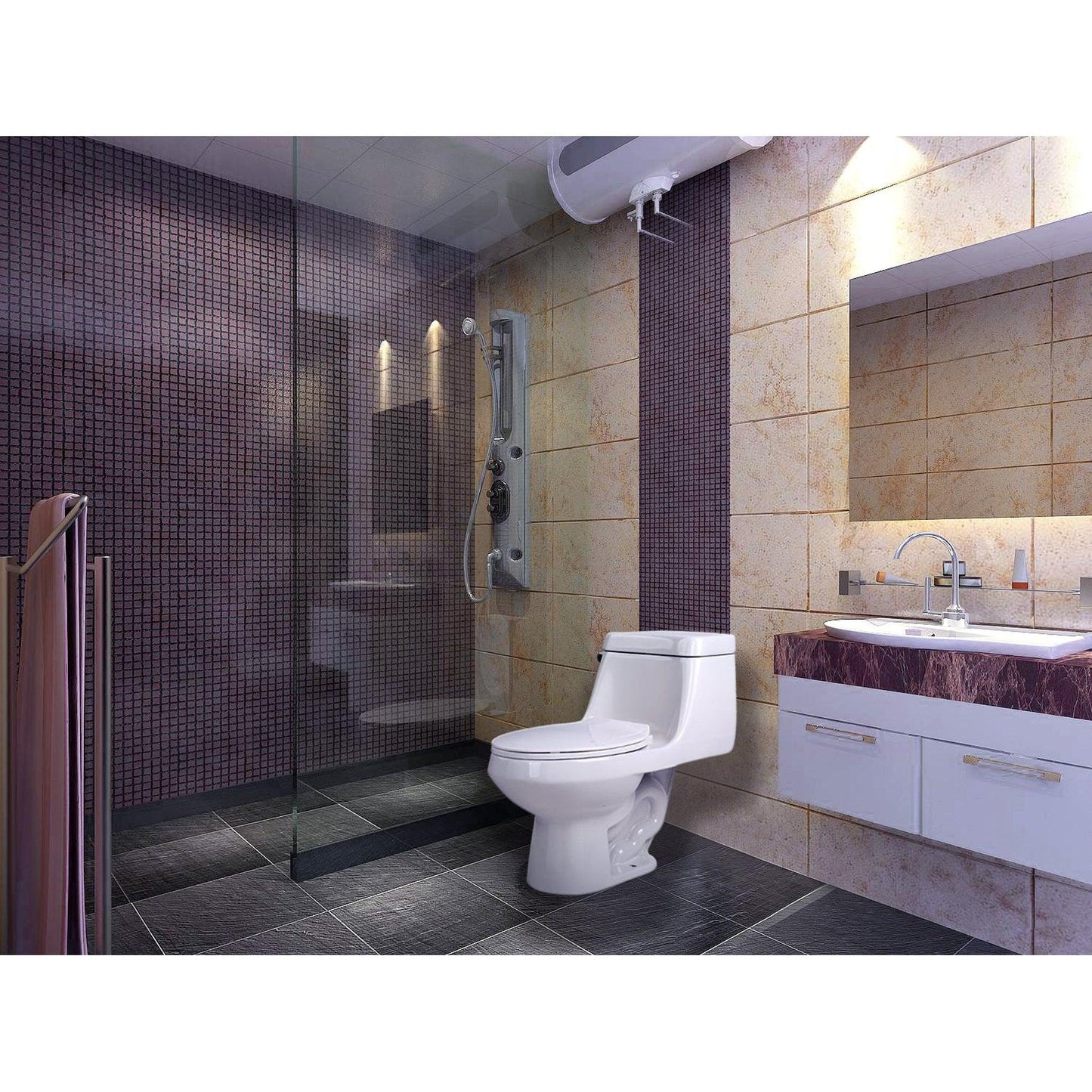 ANZZI Zeus Series White Elongated Bathroom Toilet With Single Flush System