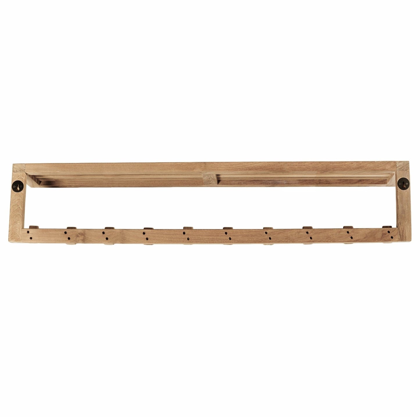ARB Teak & Specialties 10-Hook Solid Teak Wood Wall Shelf