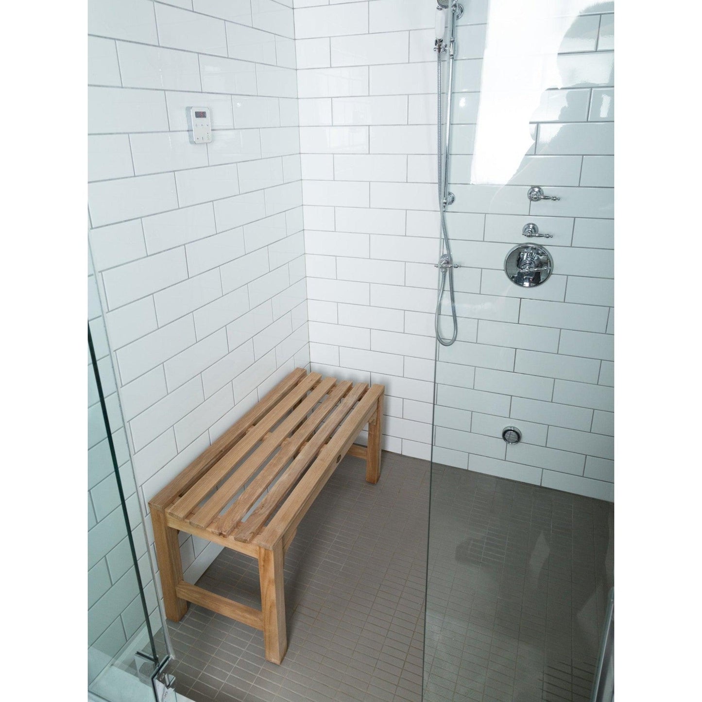 ARB Teak & Specialties Curved 47" Solid Teak Wood Shower Bench