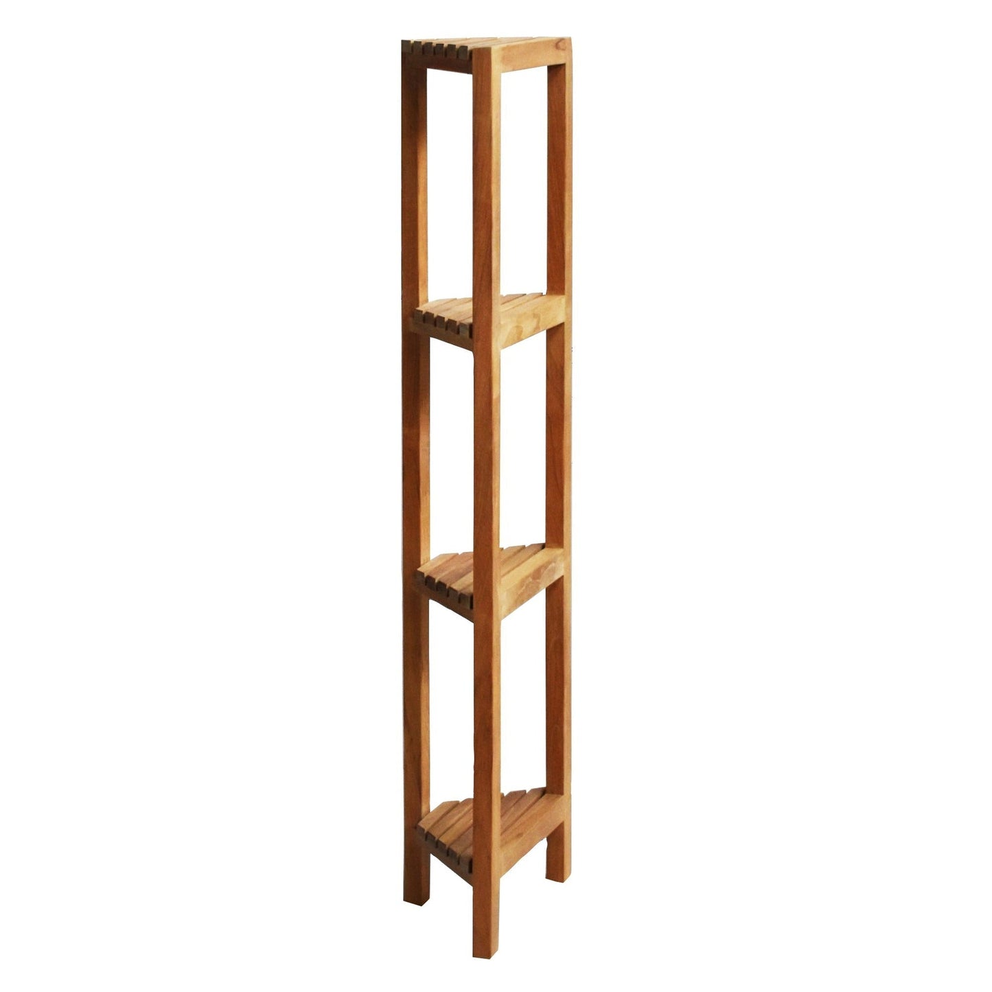 ARB Teak & Specialties Fiji 51" Solid Teak Wood Corner Shelf With 4 Tiers